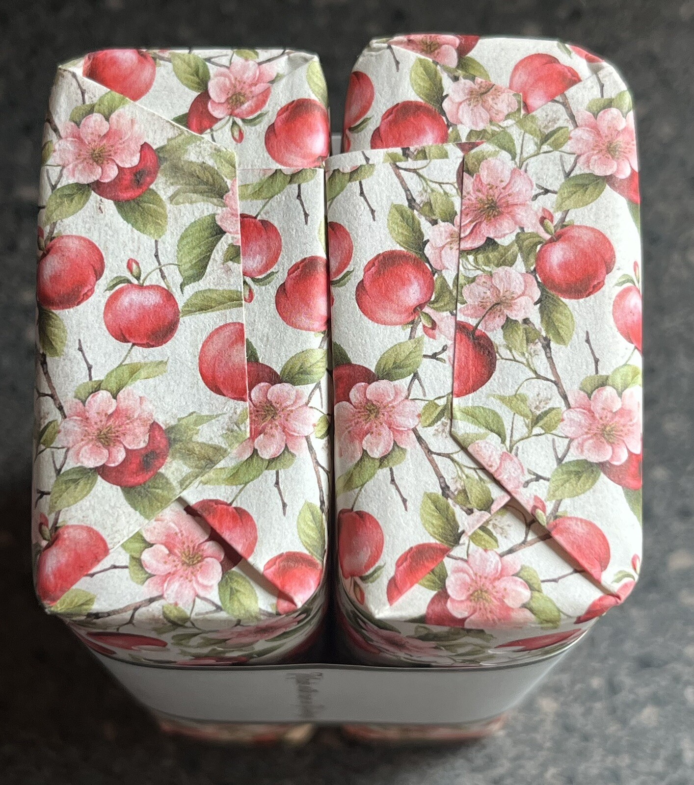 Essencias de Portugal APPLE BLOSSOM Scented Soaps w/ Olive Pit Scrub Set 2x 7 oz