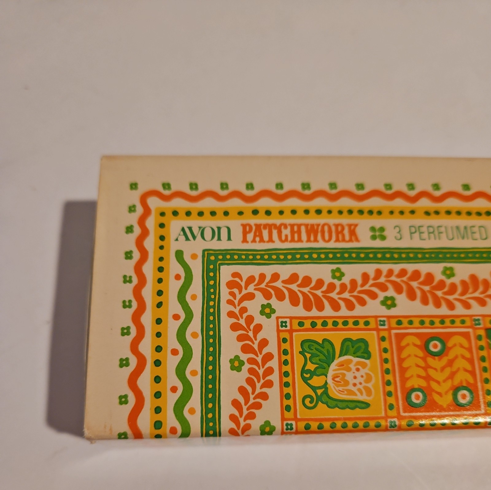 3 Avon PATCHWORK Perfumed Soaps ORANGE YELLOW GREEN Vintage 2 Soaps New