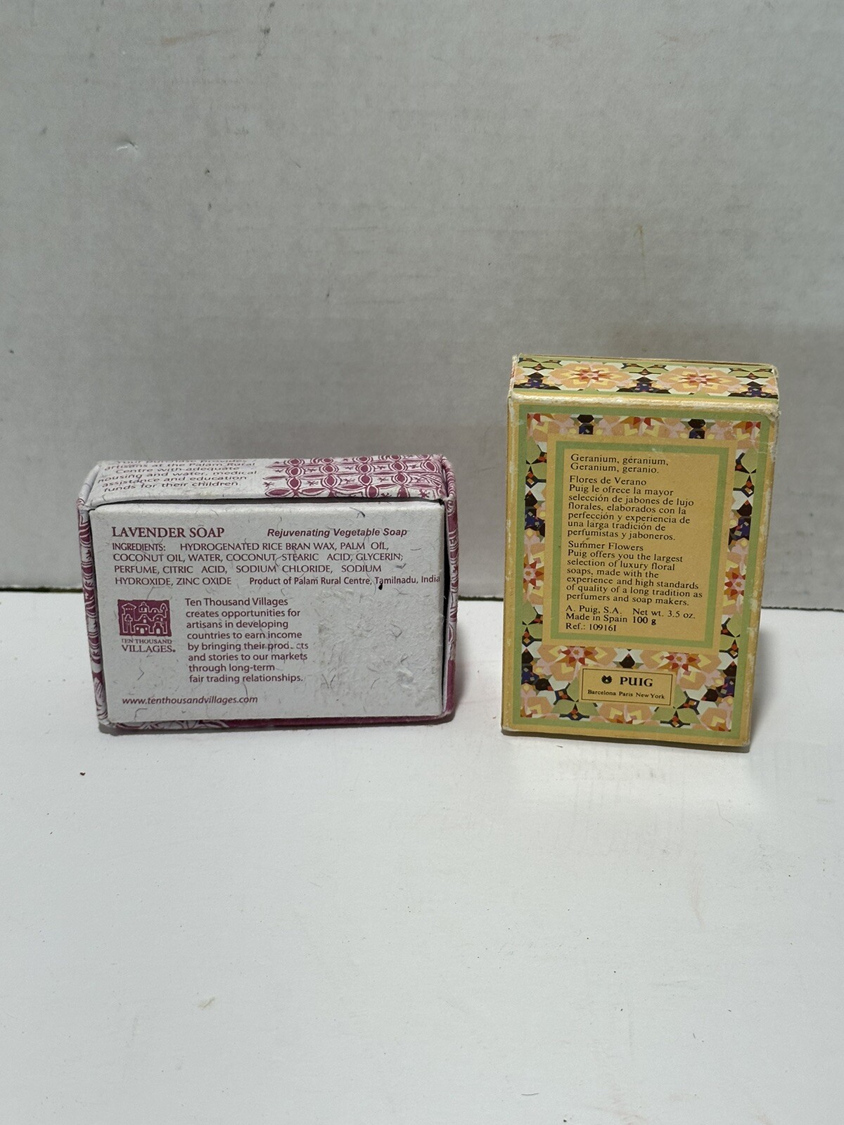 Lot 2 Vintage SOAP PUIG Luxury Floral Geranium & Ten Thousand Villages Lavender