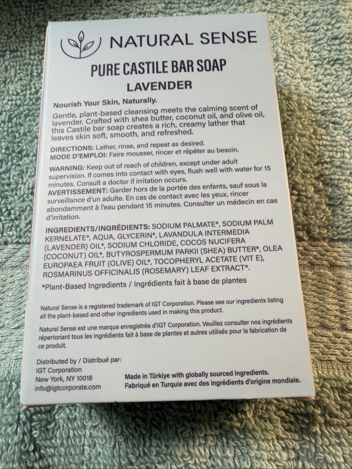 12 NATURAL SENSE LAVENDER Plant Based Pure CASTILE Bar Soap 5 Oz RICH LATHER 12