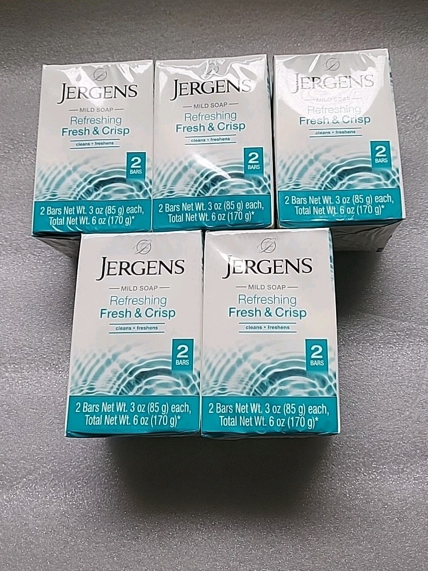 5x Lot Jergens Fresh & Crisp Mild Soap 10 Bars Total New Sealed