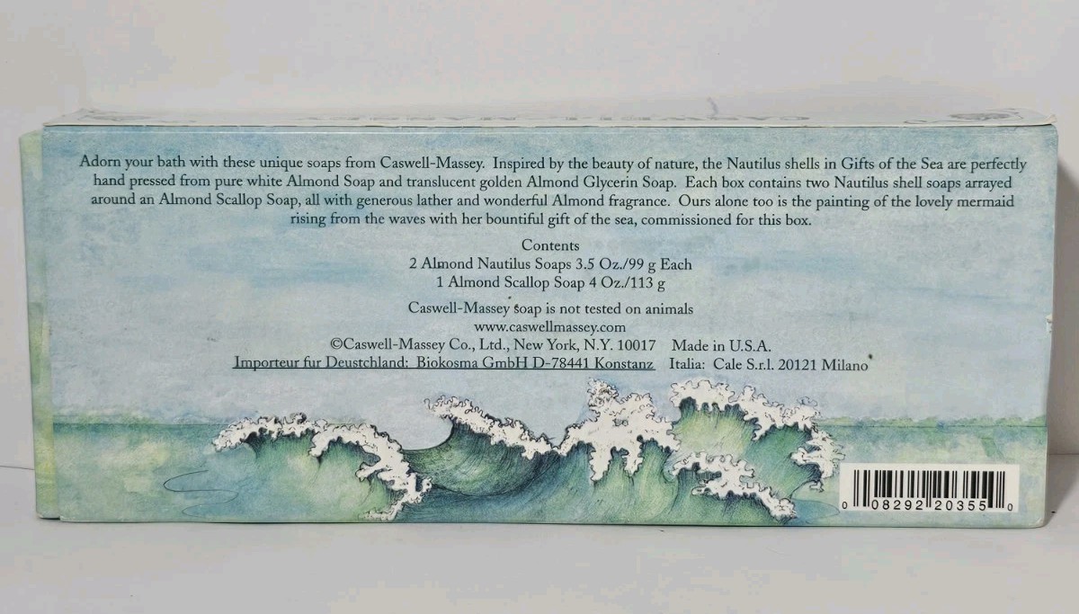 Vintage Caswell Massey Soap Gifts From Sea Seashell w/ Box Almond Scent Mermaid