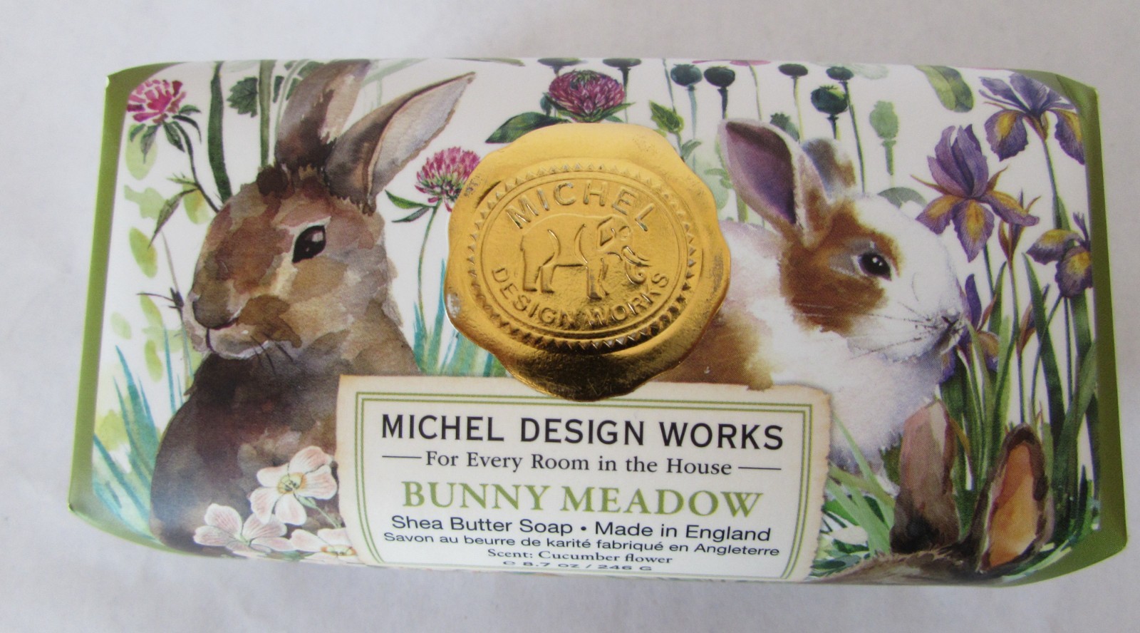 Michel Design Works Scented Shea Butter LARGE Bar Bath Soap Bunny Meadow 8.7 oz