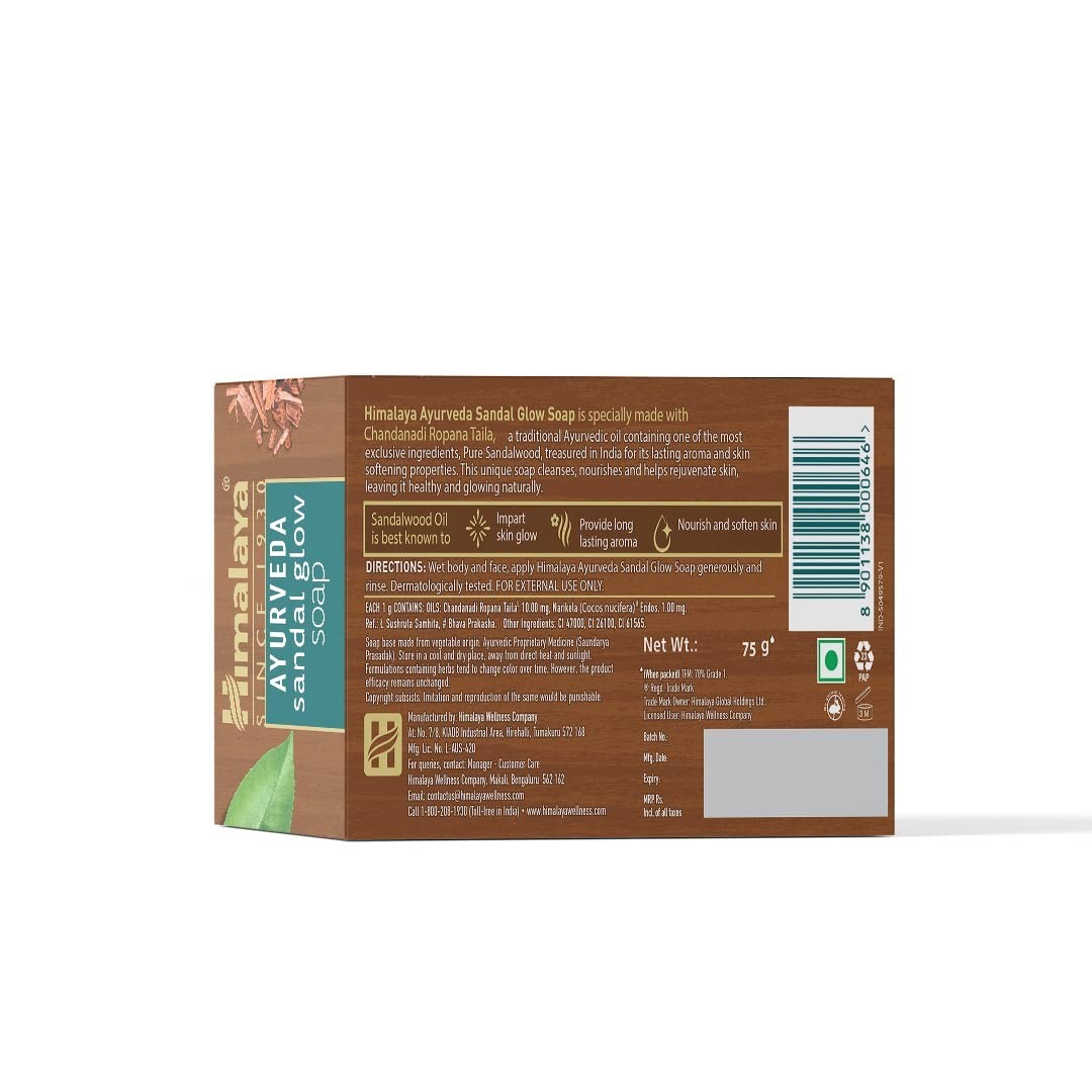 Himalaya Ayurveda Sandal Glow Soap, 75 g (Pack of 4)