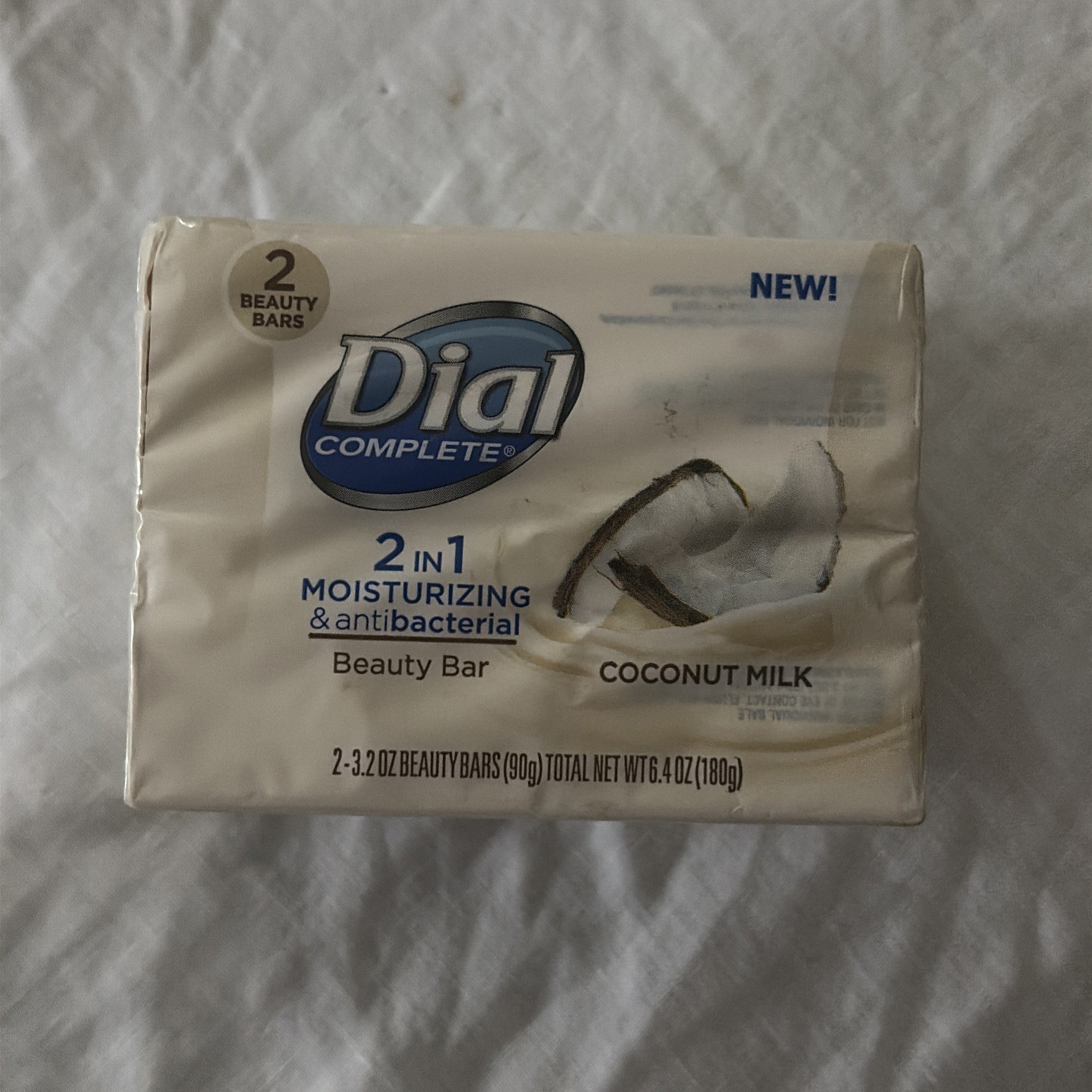 Dial Complete Beauty Bar Coconut Milk Antibacterial Soap 2 Bars NEW