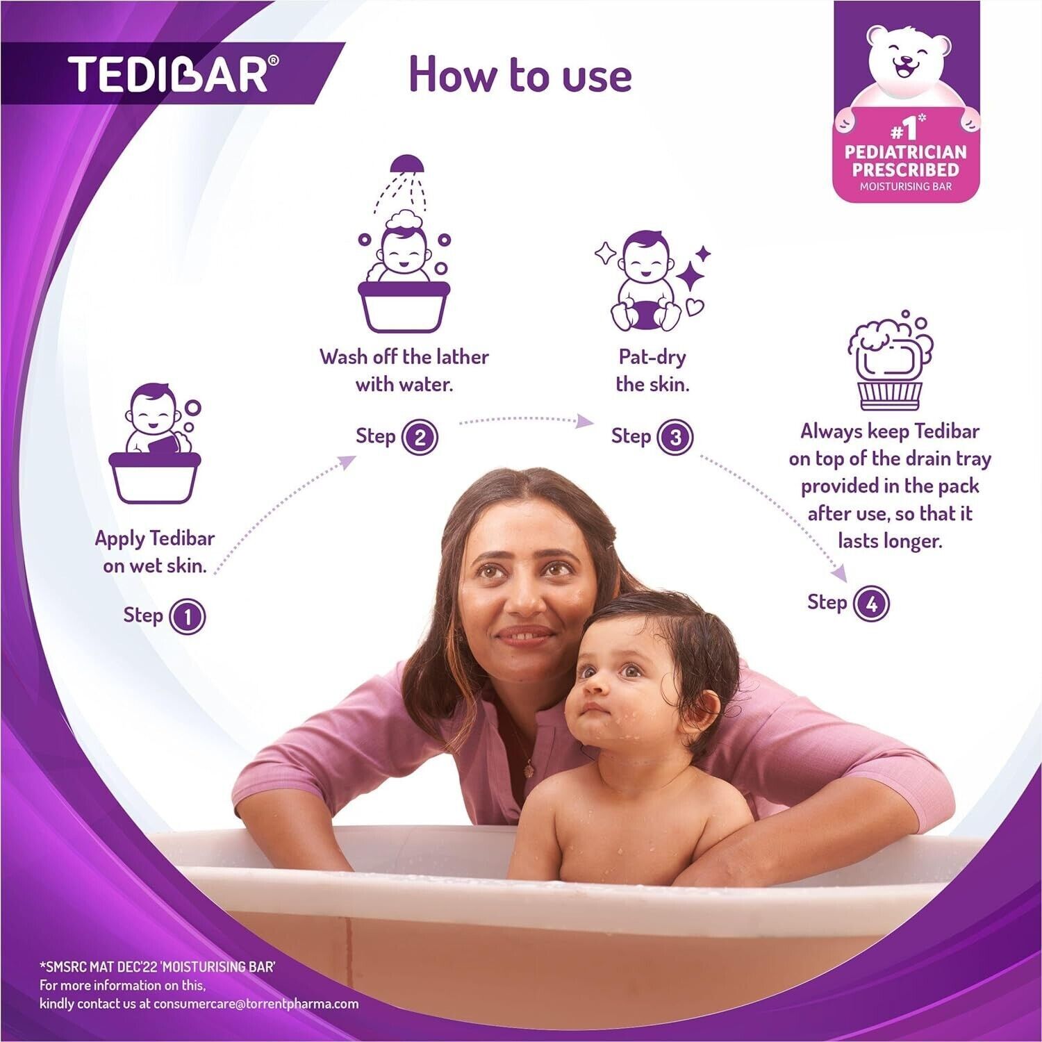 Tedibar Baby Bathing Bar (75gm, Pack of 2)