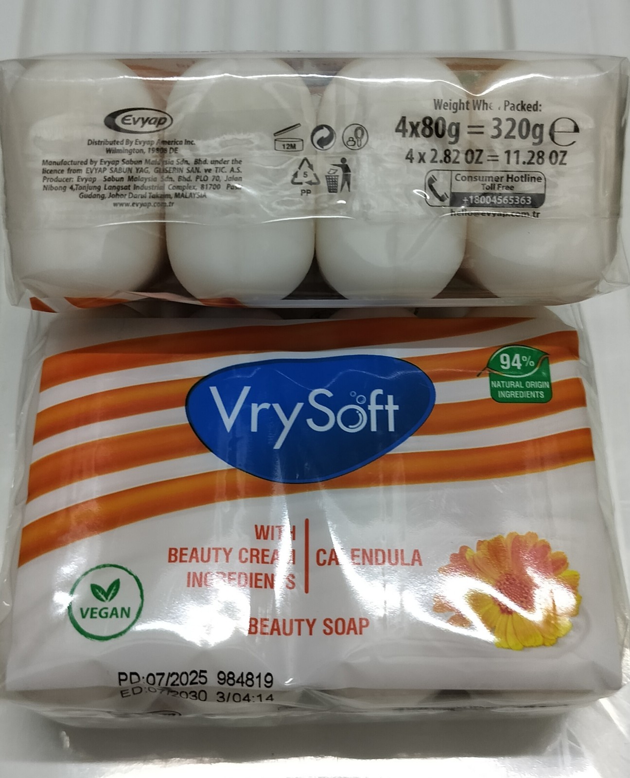 2 Packs VrySoft Beauty Soap Calendula 4 Bars Each 8 Total VEGAN Natural