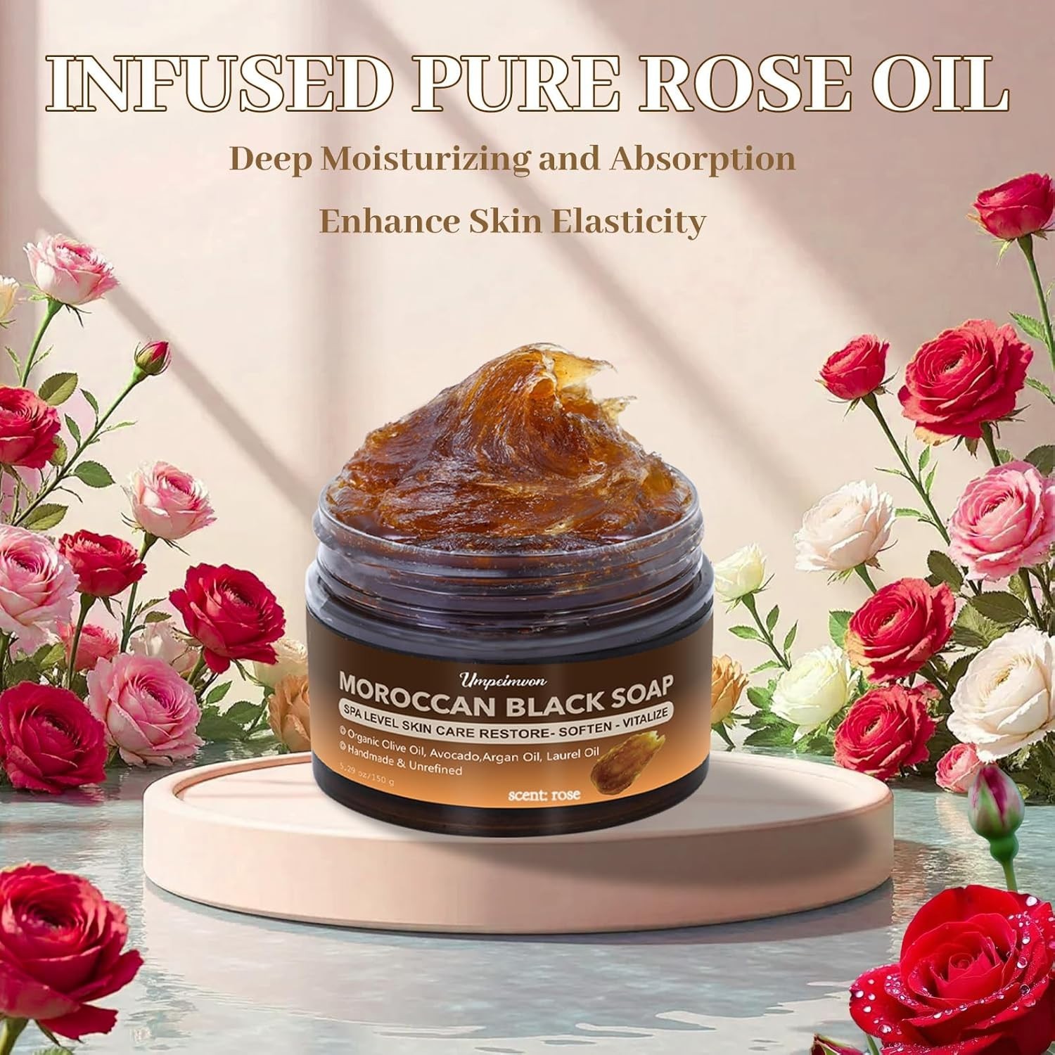 2 PCS Moroccan Black Soap with Argan and Rose Oil, SPA Level Handmade Black Beld