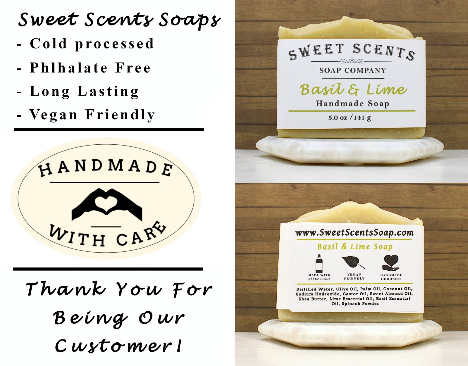 Basil & Lime Soap – Handmade, Natural, Cold Process, Essential Oil Soap