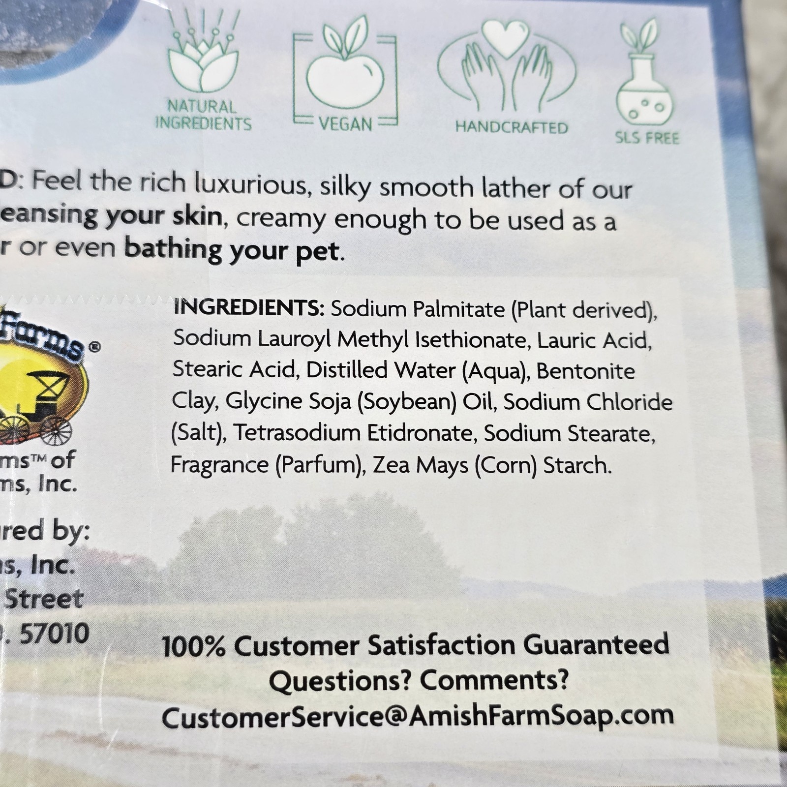 Amish Farms Bar Soap (6 Bars) 4-In-One: Face, Body, Shampoo, & Shave, USA Made