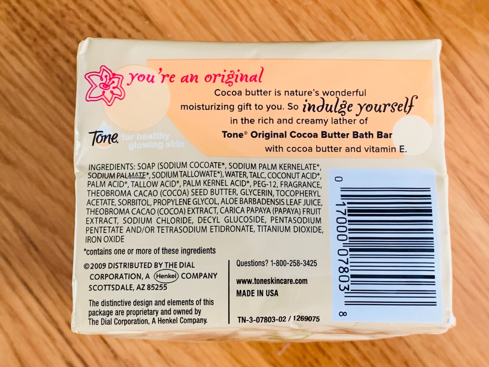 Tone Bath Bar Soap with Cocoa Butter and Vitamin E (6-Pack, 4.25 Oz Each Bar)