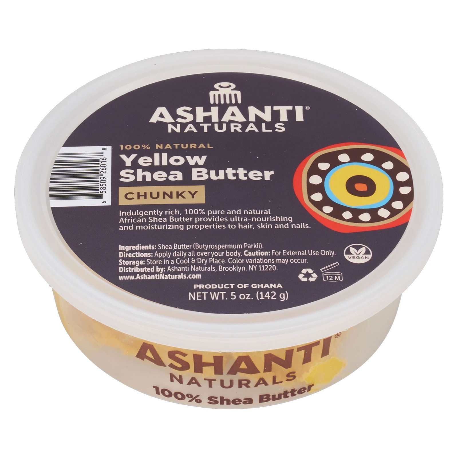 Ashanti Naturals Yellow Shea Butter Chunky 5 Oz|Case of 12