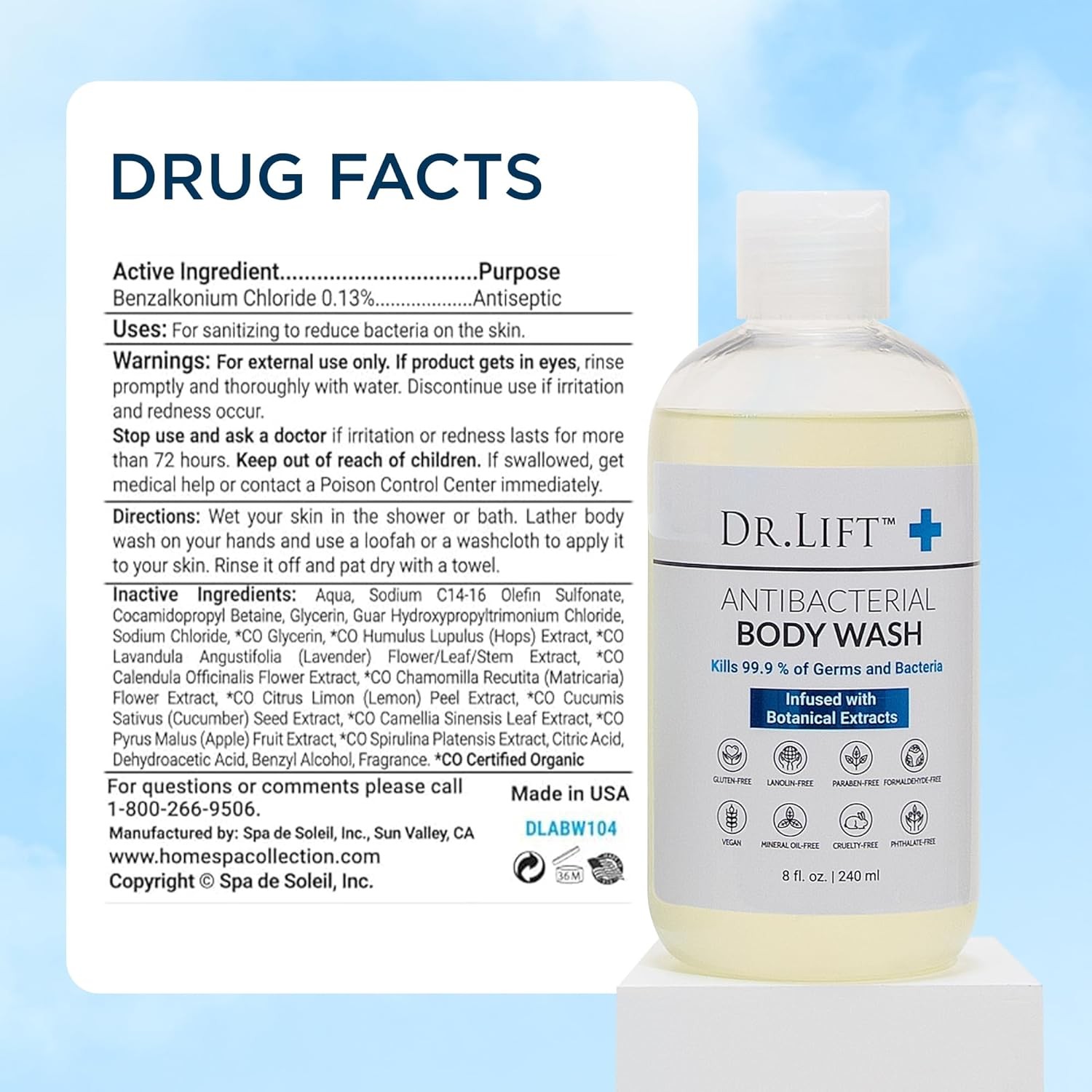 Antibacterial Body Wash, Refreshing Scent, Hydrating Shower or Bath Cleanser