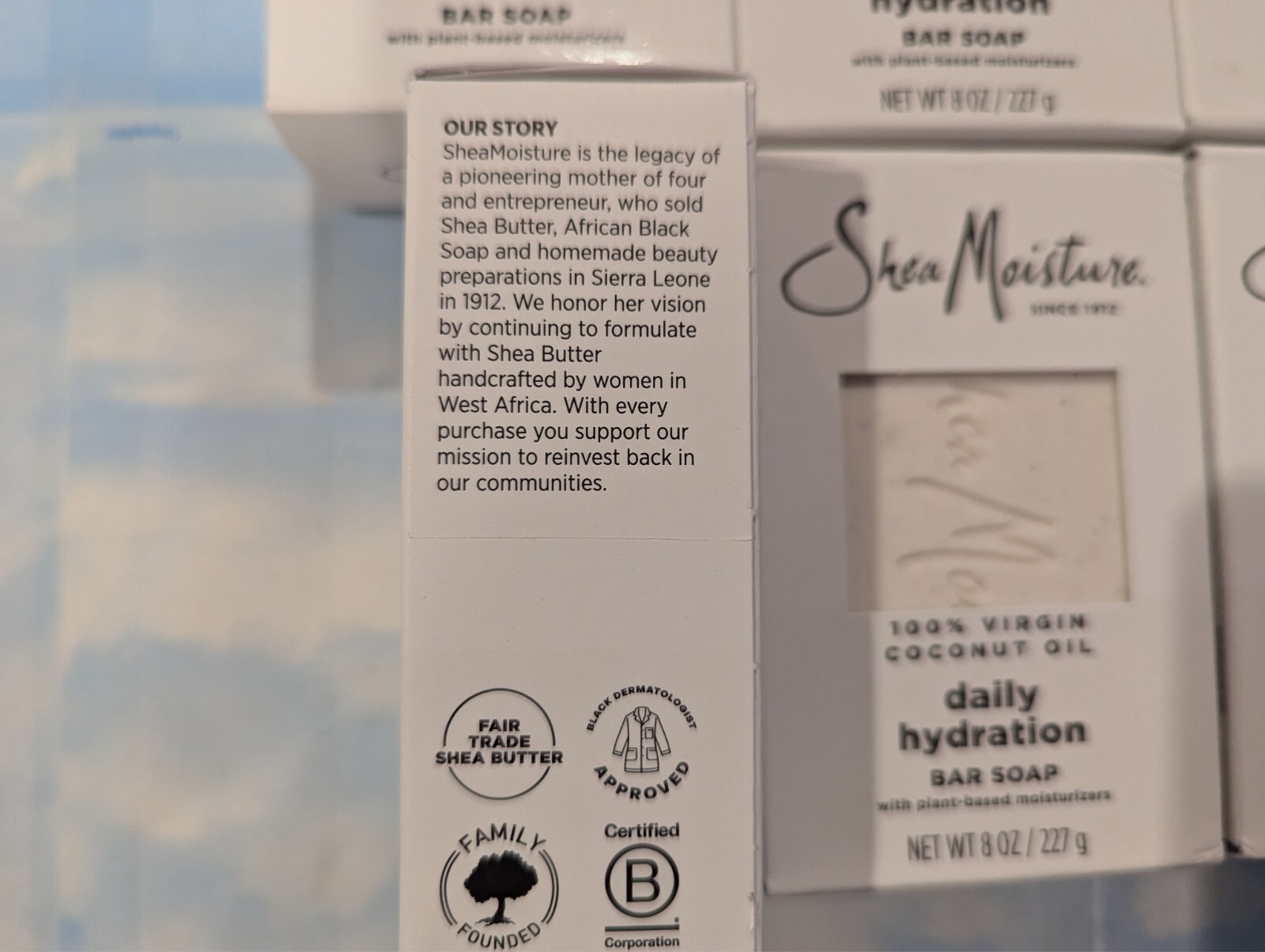 LOT (6) SHEA MOISTURE 100% VIRGIN COCONUT OIL DAILY HYDRATION BAR SOAP 8 OZ