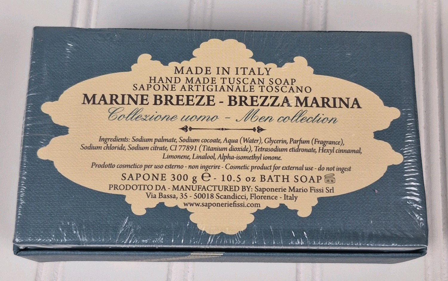 N°27 Saponerie Mario Fissi Marine Breeze Soap Italian Mens Bath Bar 300g 2 Pk