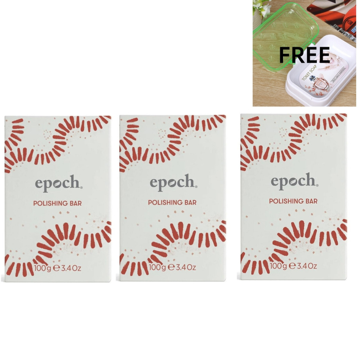 3 bars of Nuskin Epoch Polishing Bar Soap + 1 free Soap Box #31