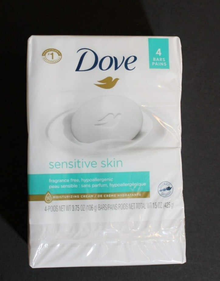 Dove Sensitive Skin More Moisturizing Than Bar Soap 3.75 oz, (4 Pack)