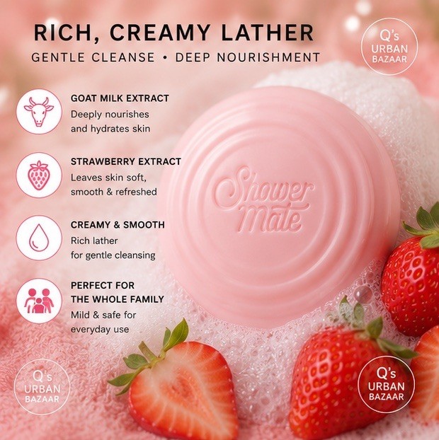 AEKYUNG SHOWERMATE GOAT MILK STRAWBERRY SOAP 12PK 90G MOISTURIZING KOREAN