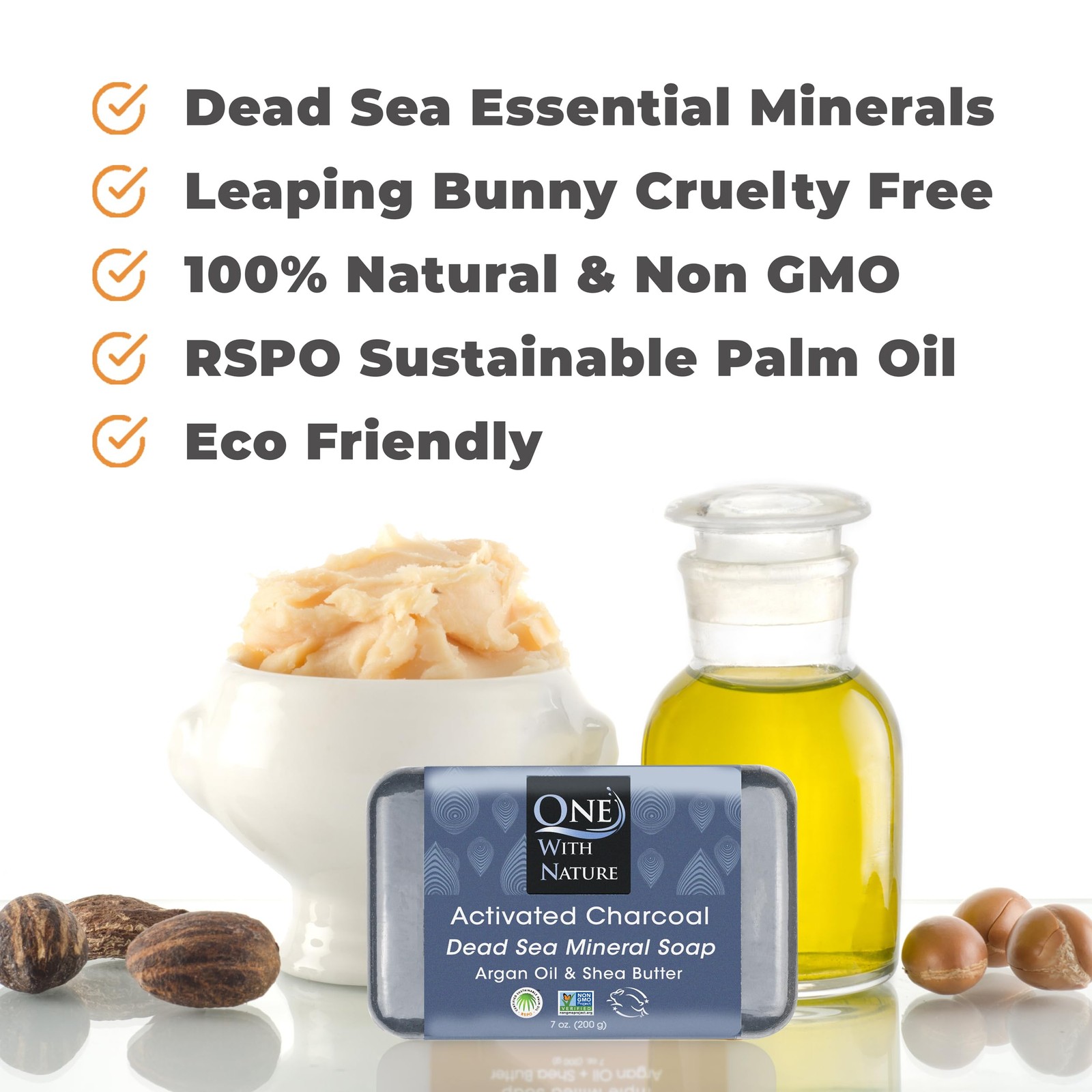 One With Nature Activated Charcoal Soap 4oz 6-Pack Gift Box – Detoxifying and…