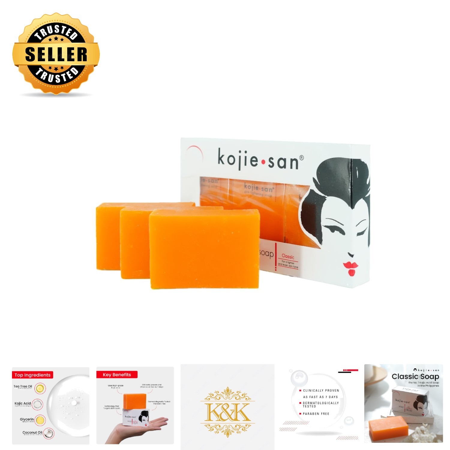 Kojic Acid Soap Bars with Coconut & Tea Tree Oil, 3 x 65g – Radiant Skin