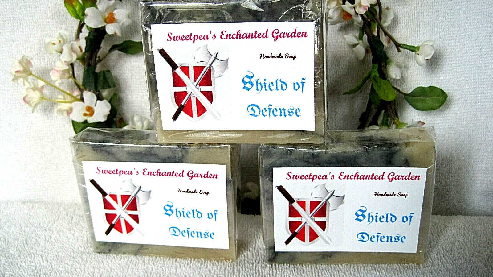 HANDMADE NATURAL & ORGANIC VEGAN SOAP, “SHIELD OF DEFENSE” , 3.5 to 4.5 oz ea.