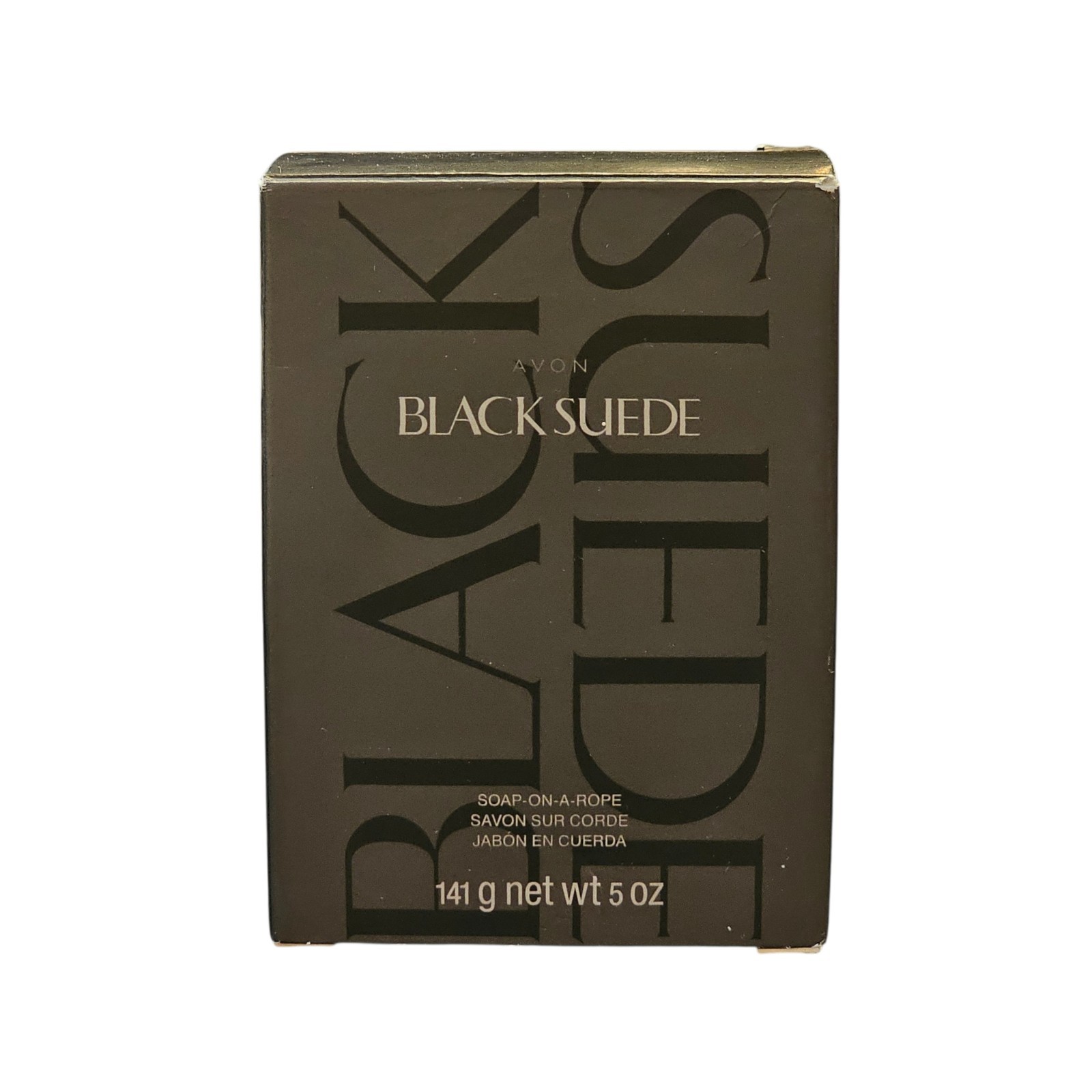 Vintage Avon Black Suede Soap On A Rope 5 oz 141g Men’s Bar Soap Sealed In Box