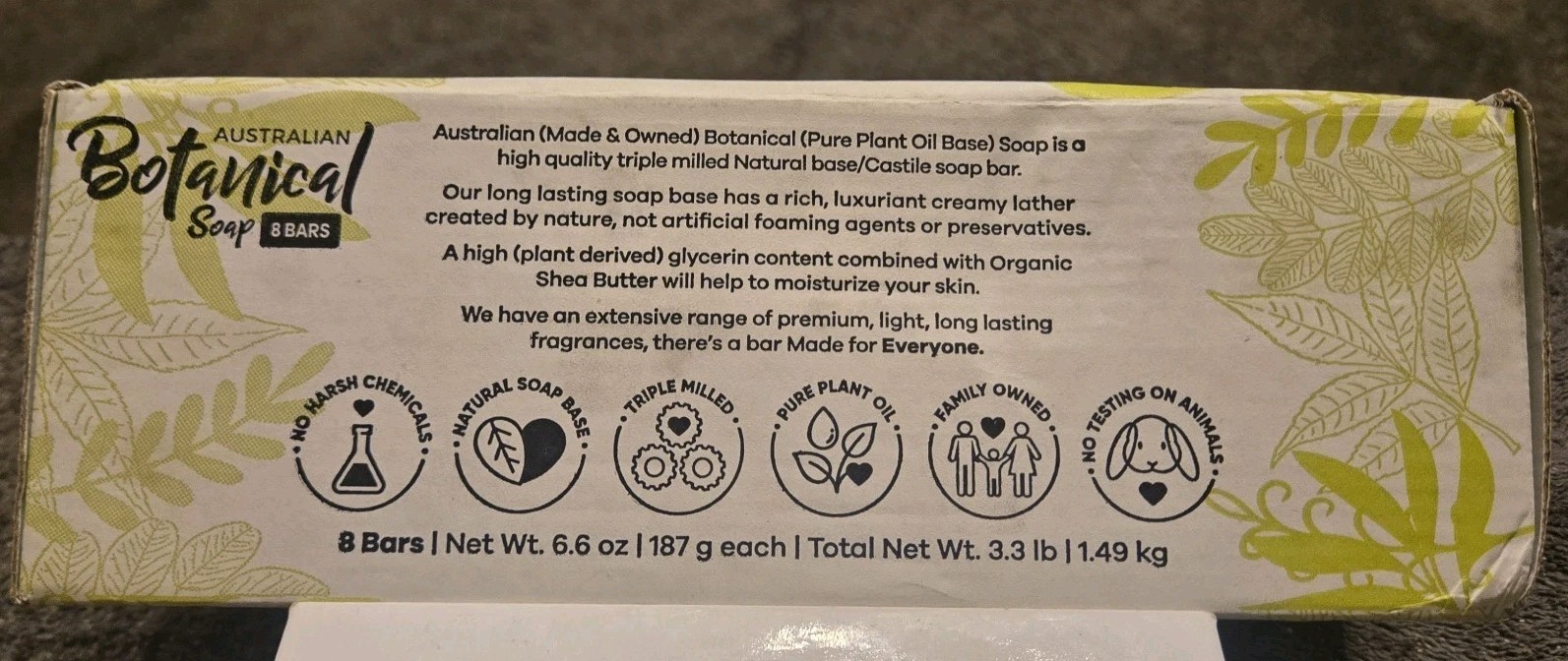 Australian Botanical Soap Bars Variety Pack Of 8 Different Scents 6.6 Oz Each