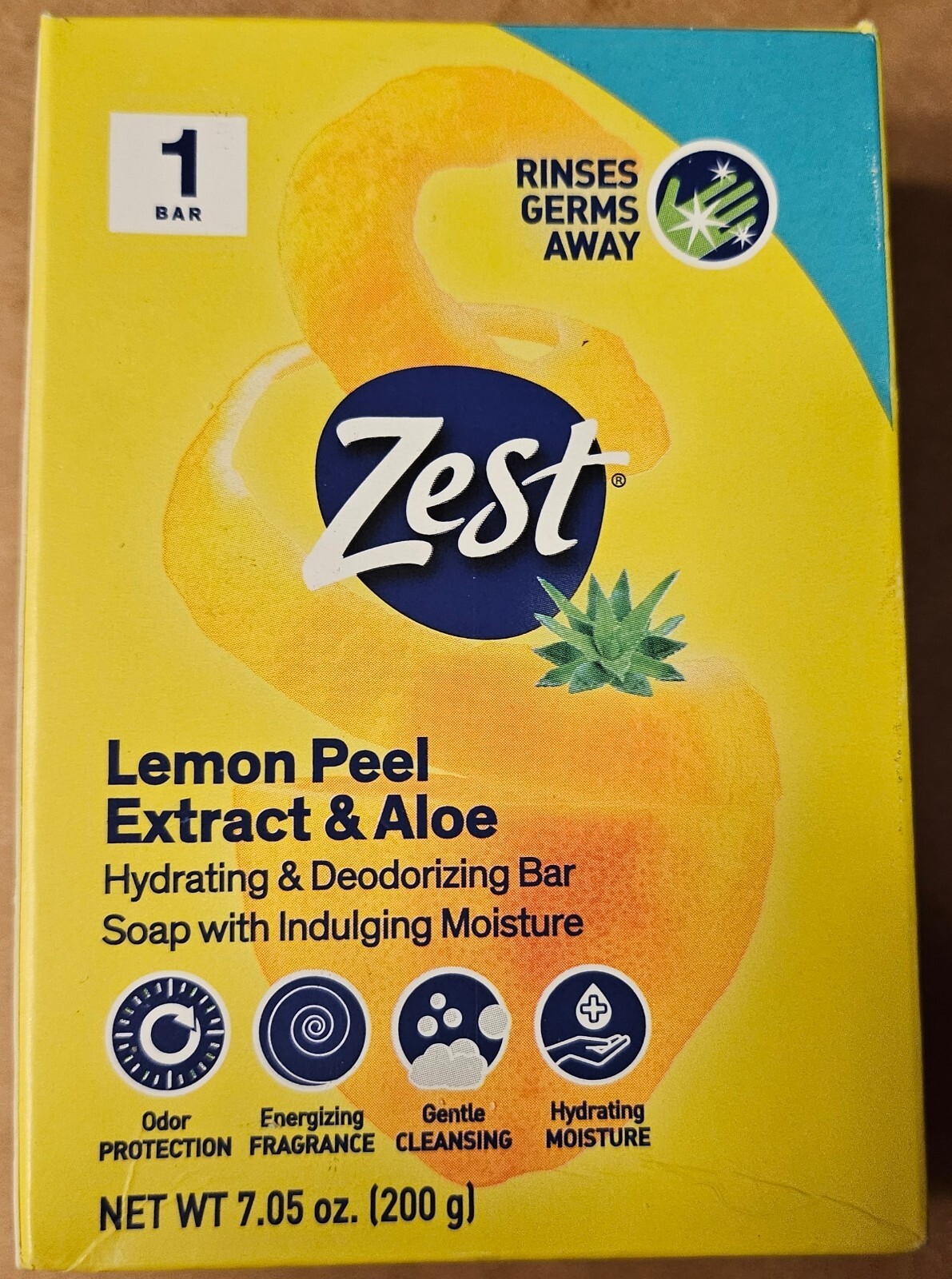 Zest Lemon Peel Extract & Aloe Hydrating Moisturizing Large Bar 7.05oz Lot Of 4