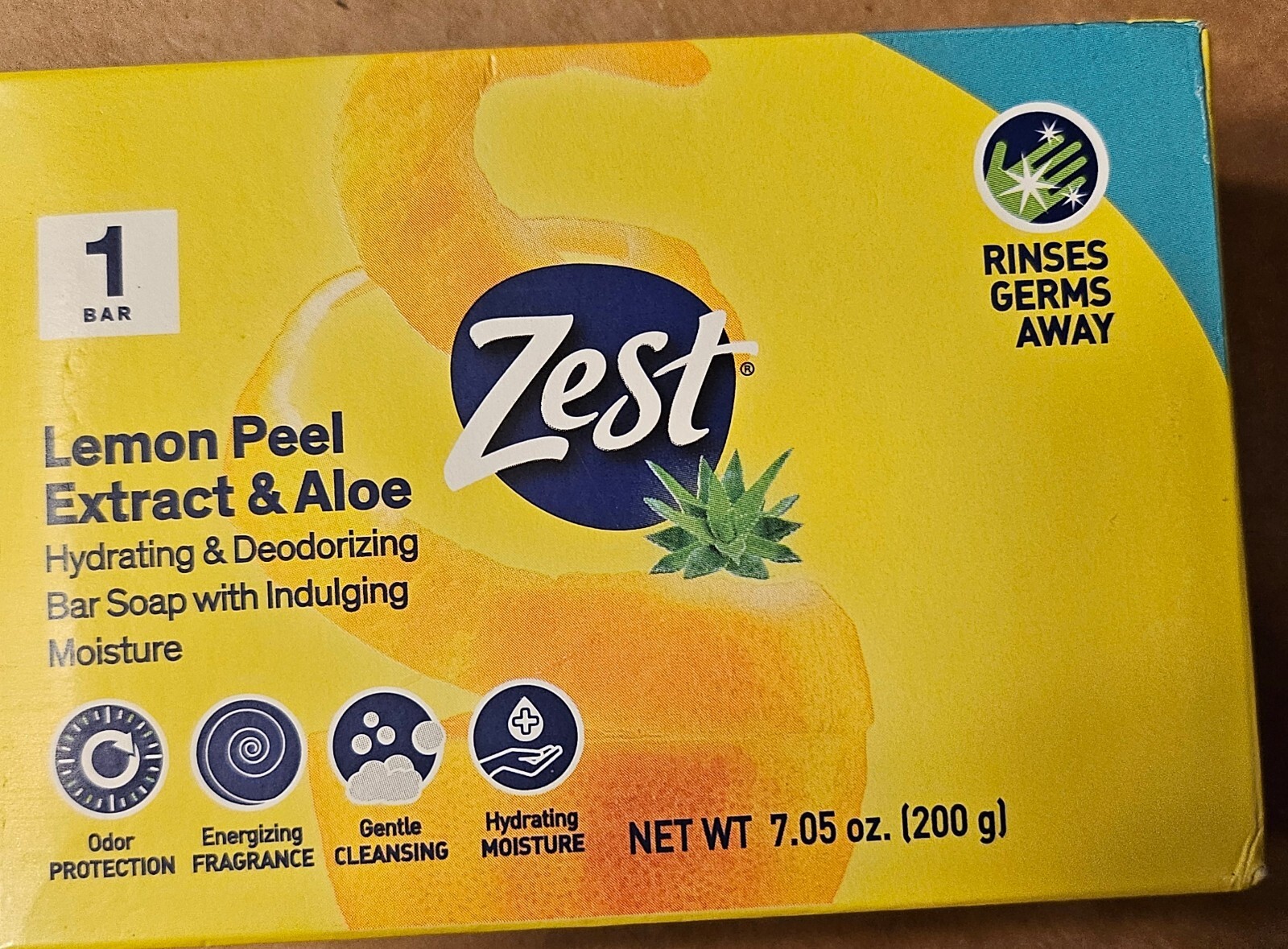 Zest Lemon Peel Extract & Aloe Hydrating Moisturizing Large Bar 7.05oz Lot Of 4