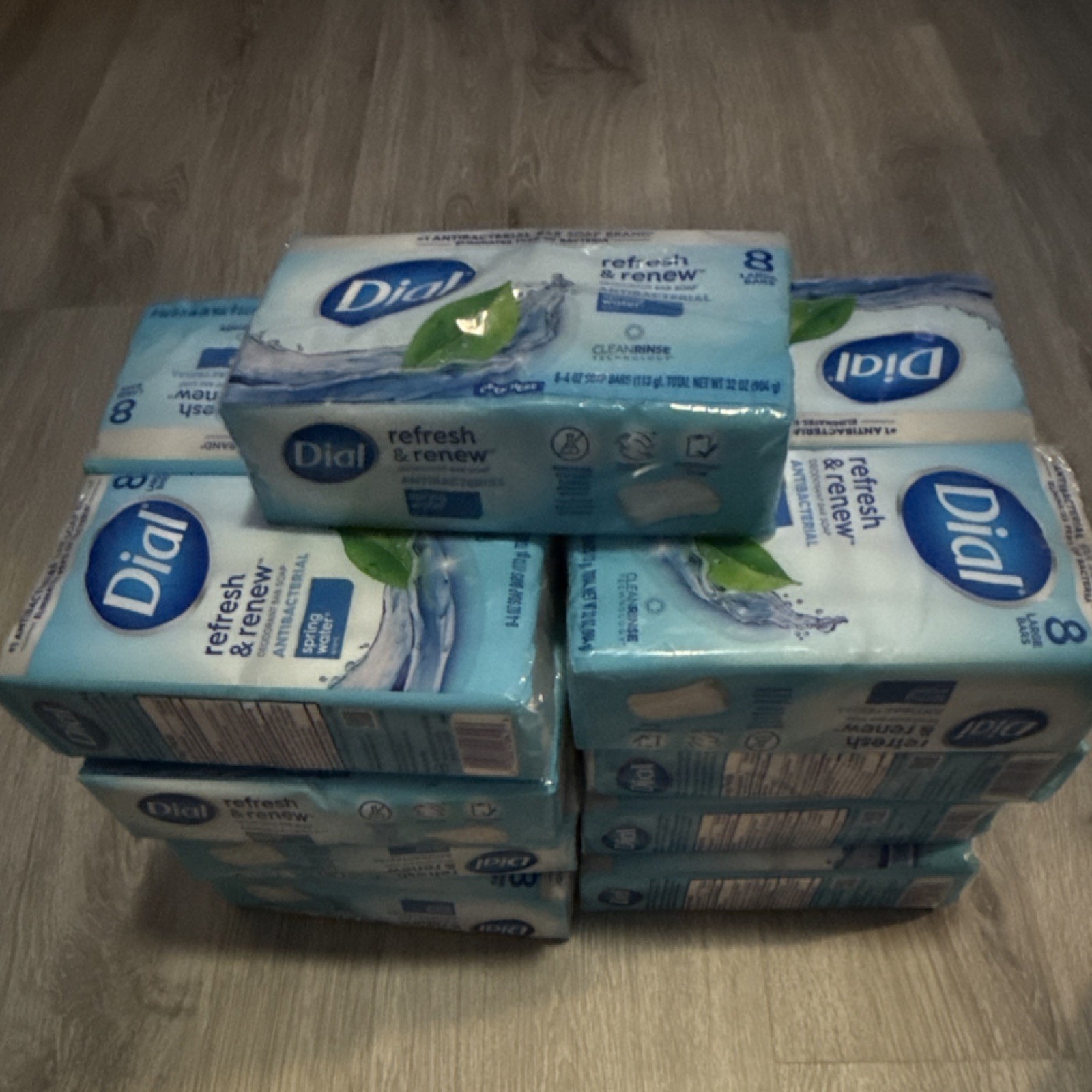 Dial Refresh & Renew Antibacterial Bar Soap, Spring Water Scent, 8 Bars
