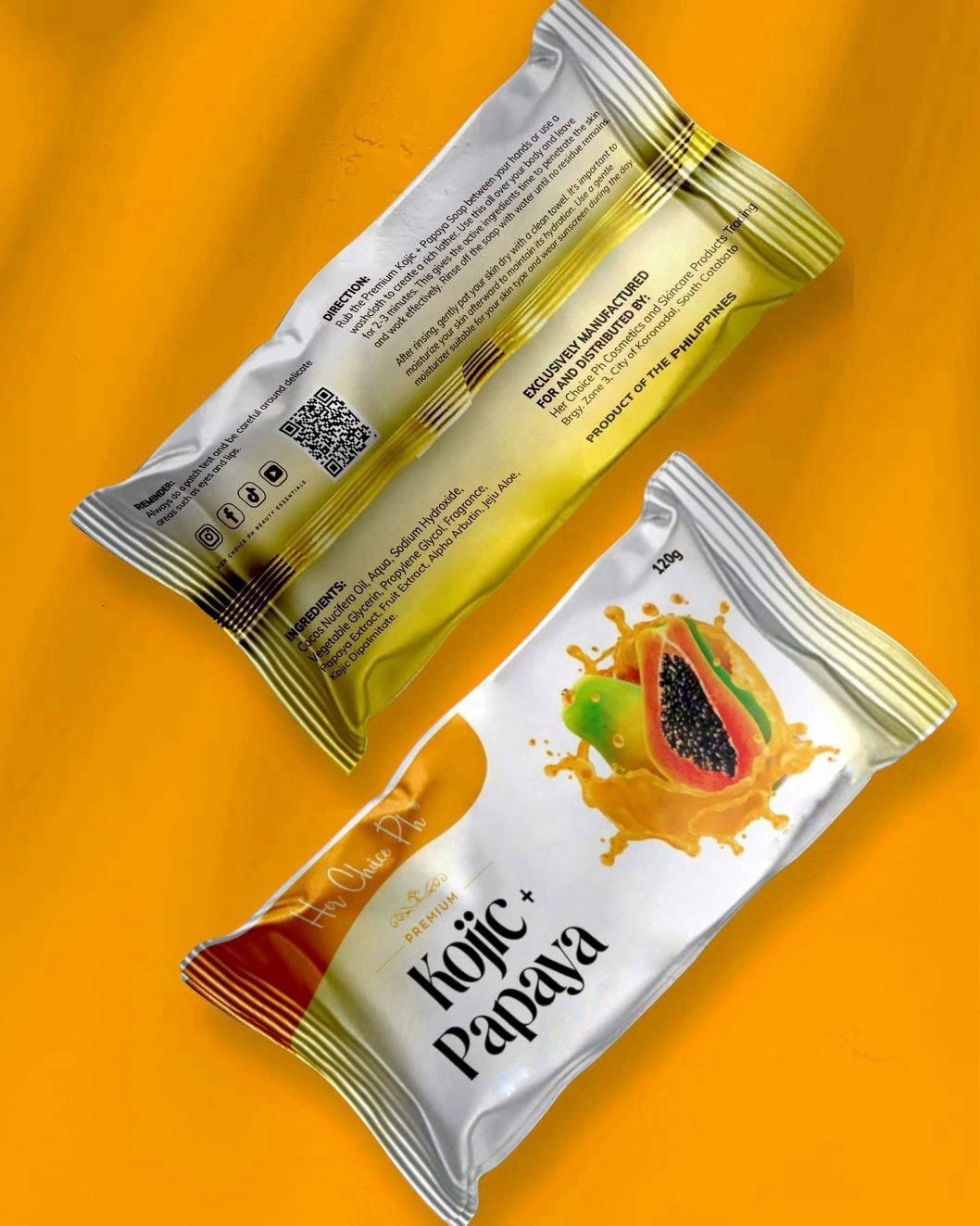 2 Bars Her Choice PH Premium Kojic + Papaya Soap – 120g