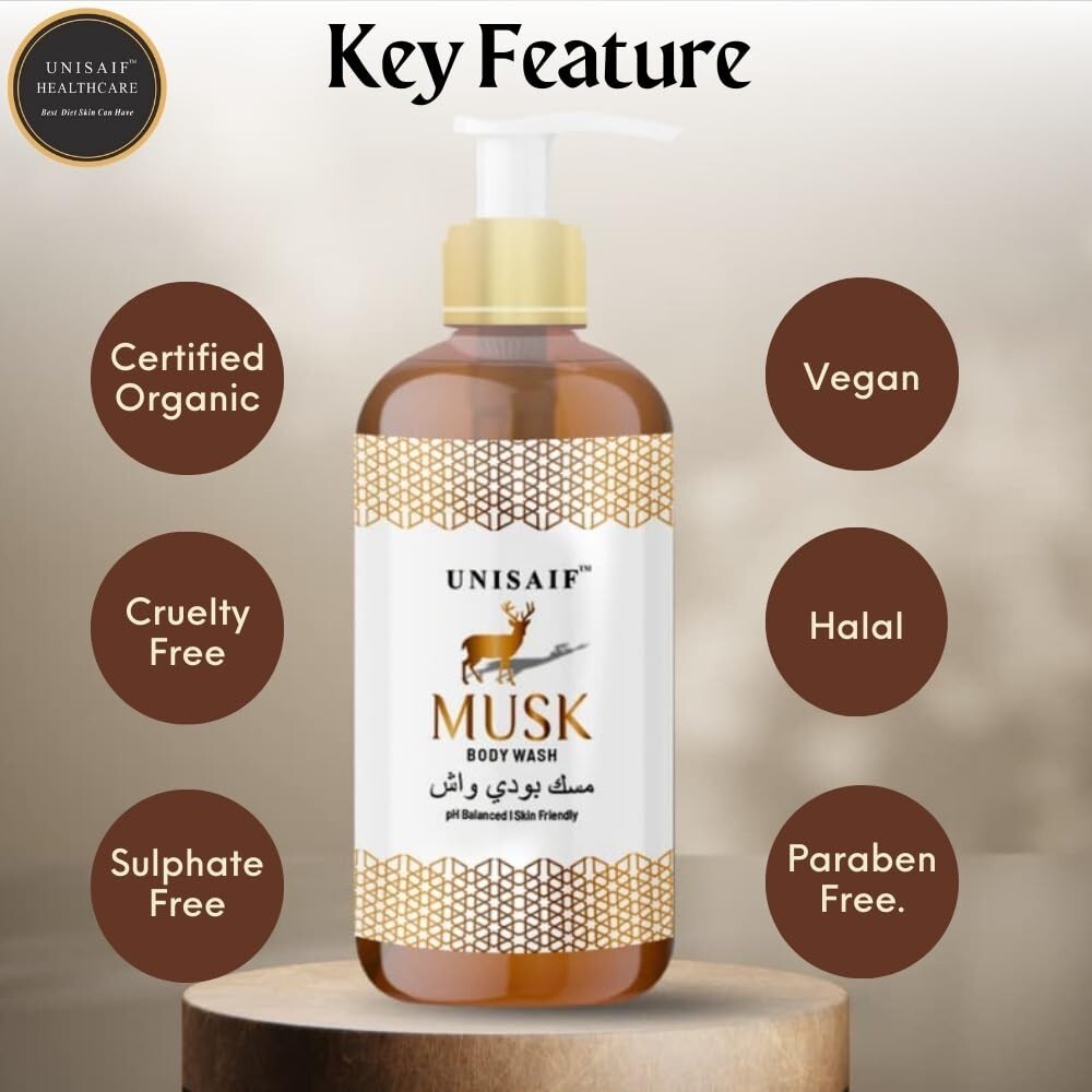 Unisaif Musk Organic Body Wash And Shower Gel Women and men’s 300ML