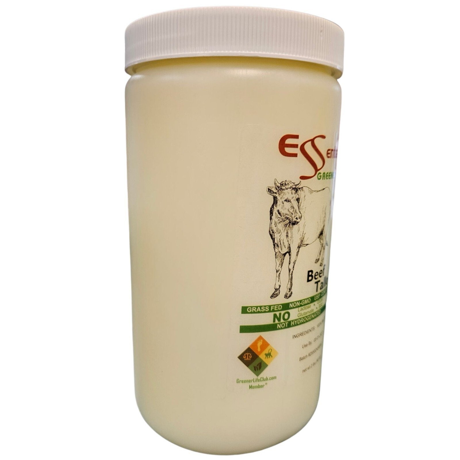 Beef Tallow-2lbs-1 quart HDPE container-GRASS FED-Not Hydrogenated
