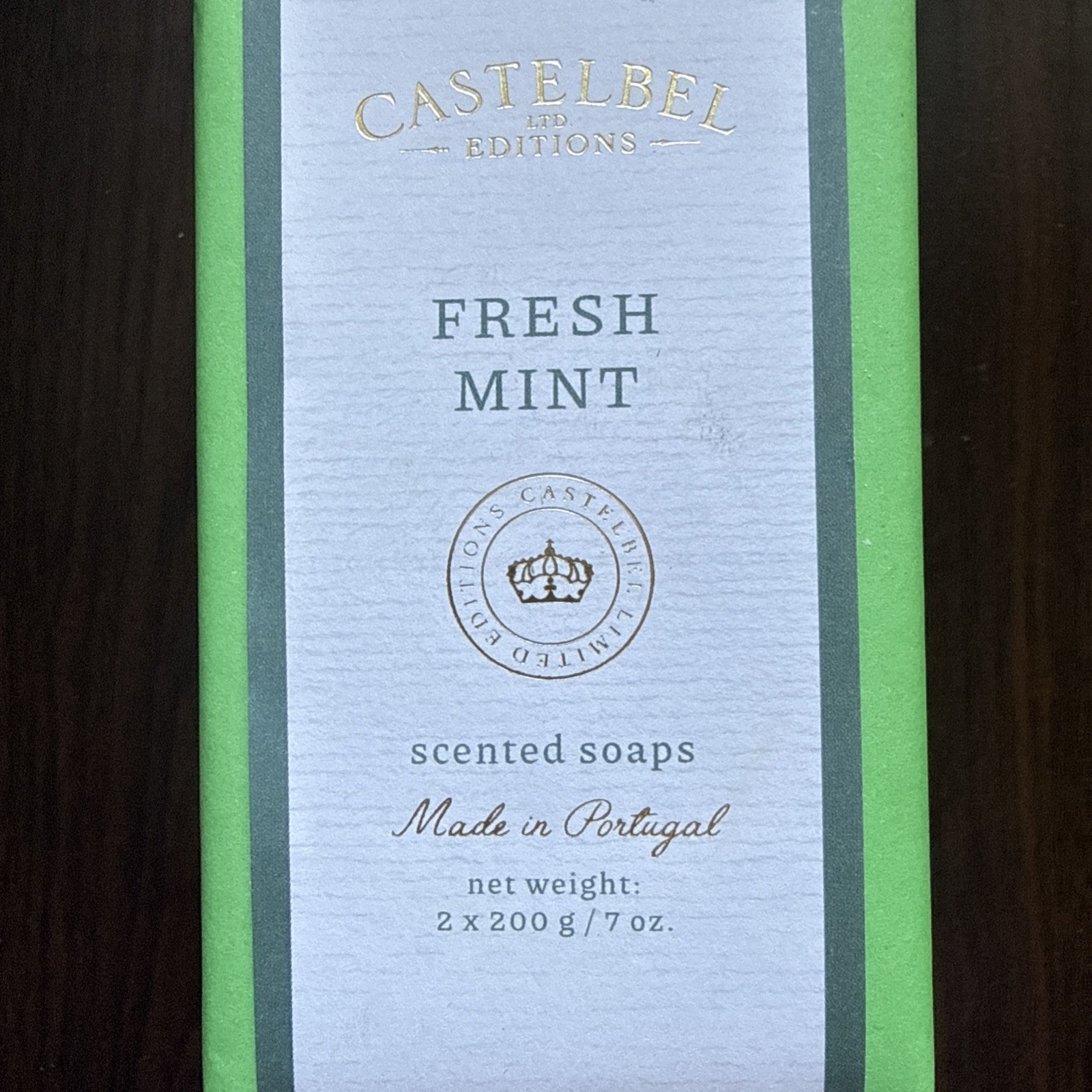 Castelbel Luxury Bath Bar Soap 2-Pack FRESH MINT 7oz each (14oz total)