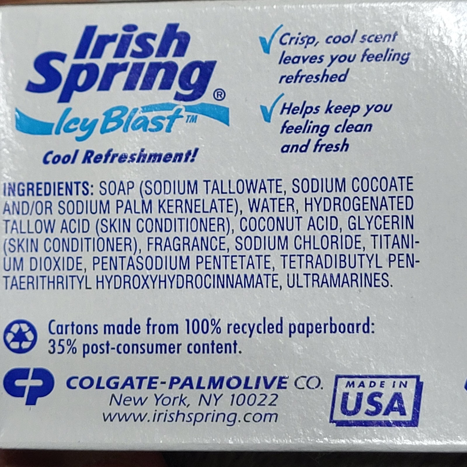 VTG Irish Spring Icy Blast Deodorant Soap Bars Value Pack of 7 Bars 4.5 oz Each