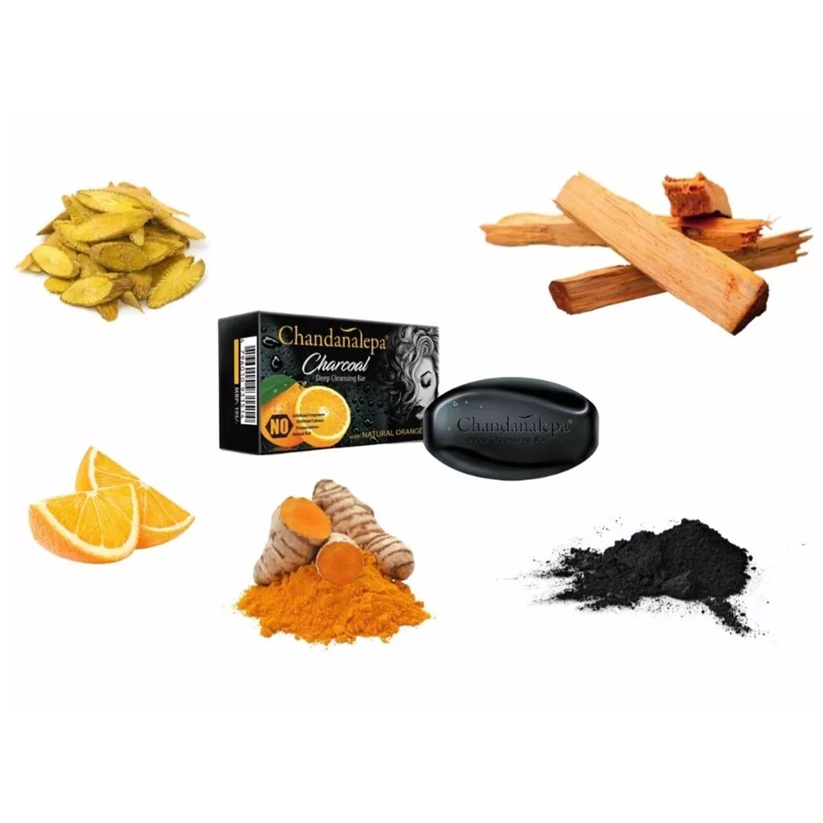 Charcoal Ayurveda Herbal Soap Chandanalepa Deep Cleansing Bar Healthy Soap 100g
