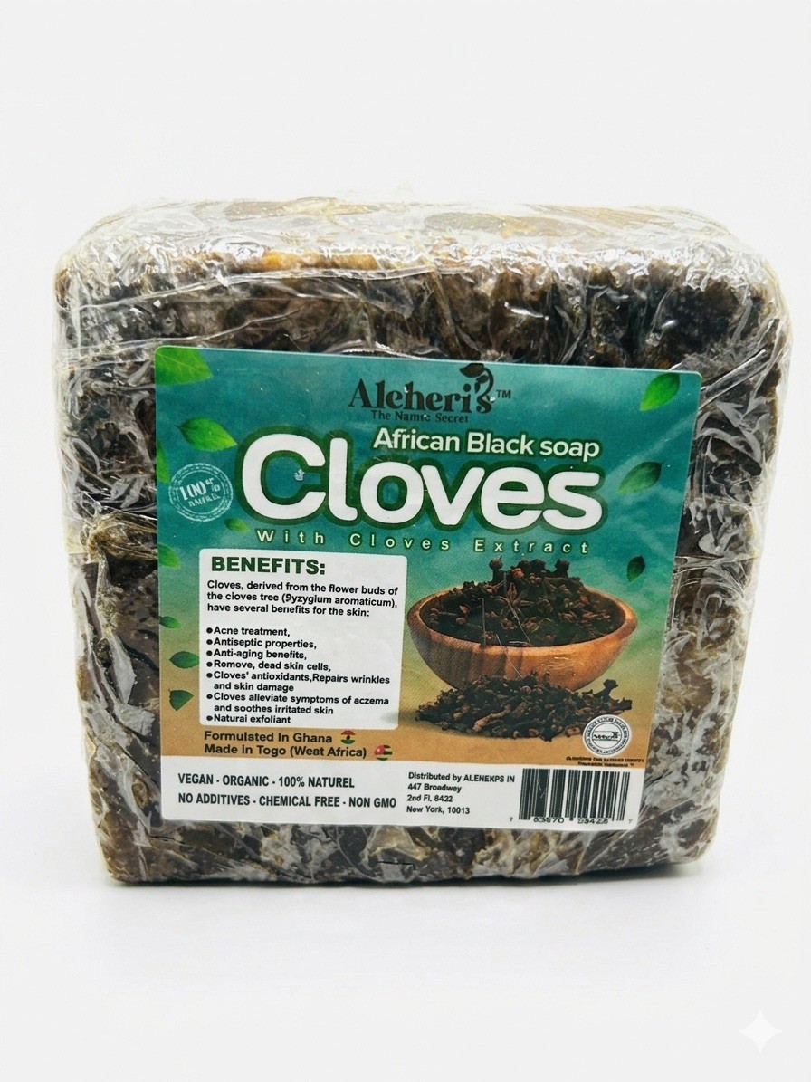 Aleheri’s African Black Soap with Cloves Extract (16oz)