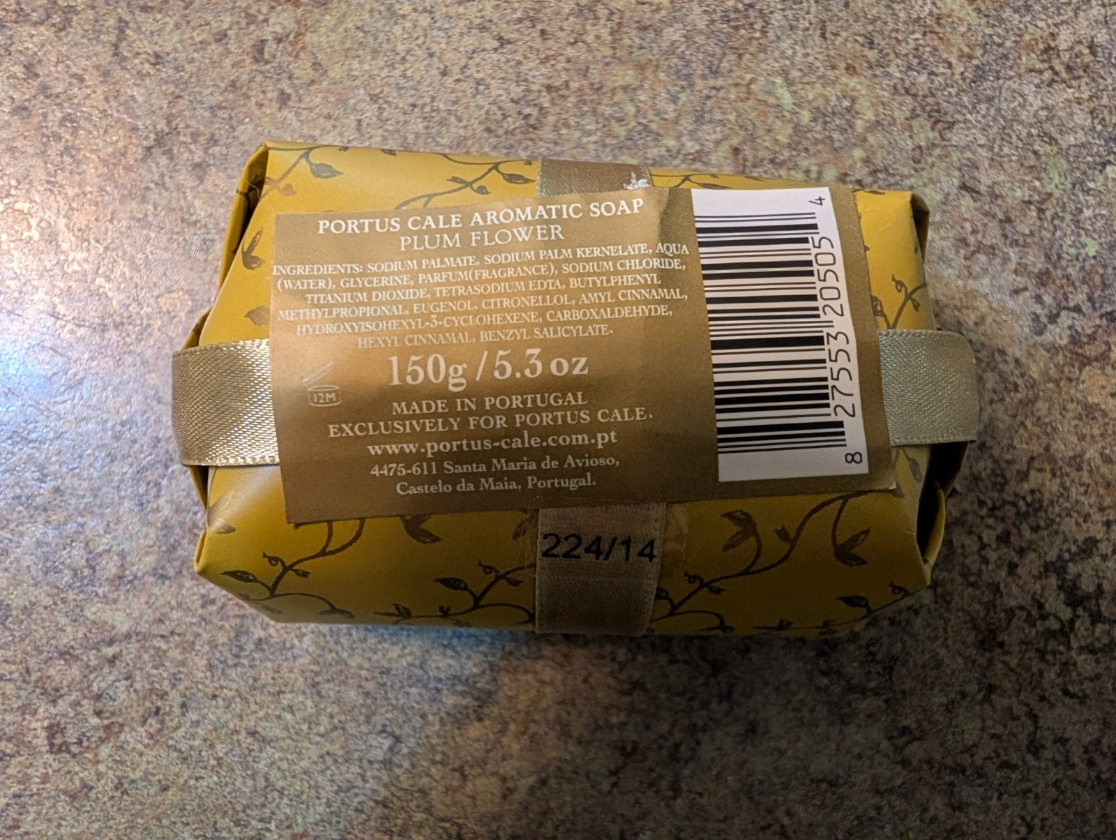 Bath Bar Soap Portus Cale Portugal Sealed NEW 5.3oz 150g Plum Flower