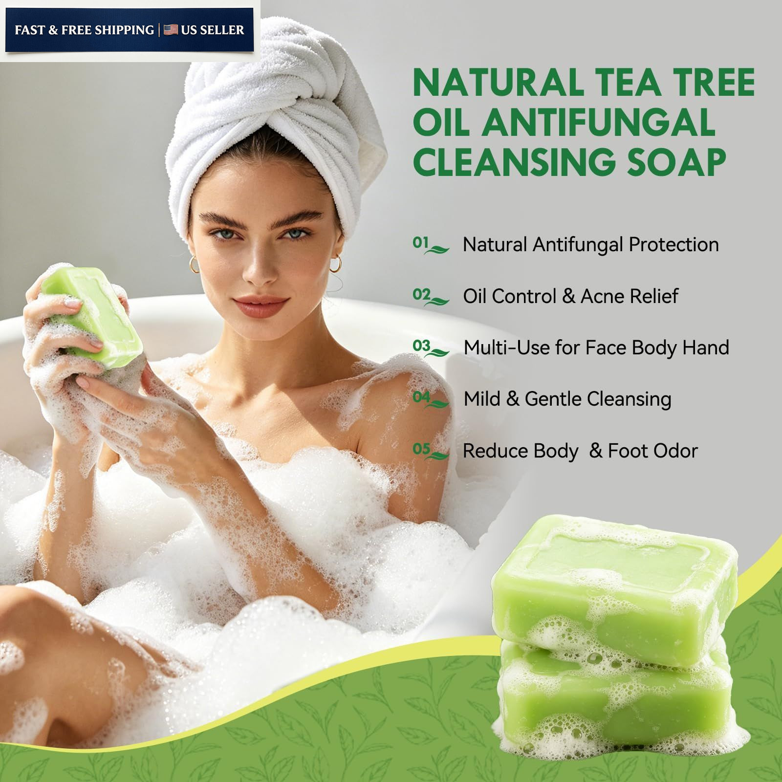 Culltata Antifungal Soap Bar for Men & Women: Tea Tree 8 Ounce (Pack of 1)