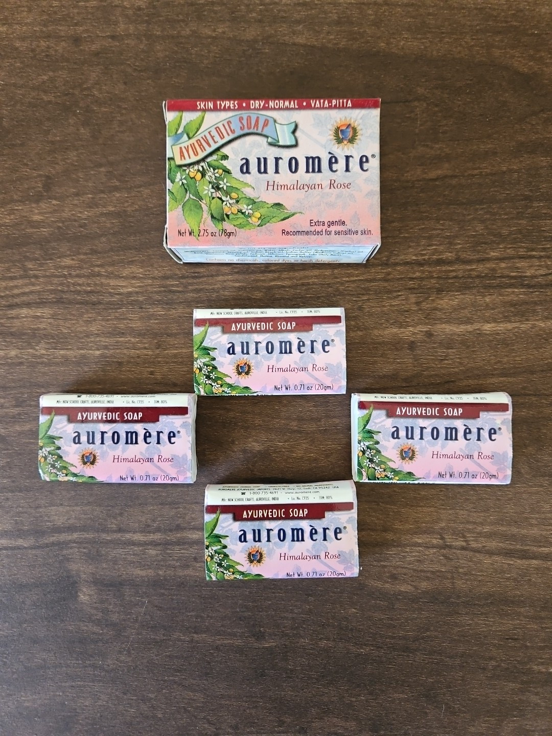 Auromere Ayurvedic Bar Soap, Himalayan Rose, One 2.75 oz and Four .71 oz Bars