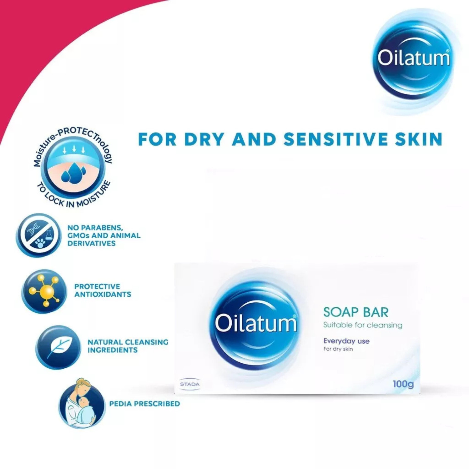 Oilatum Soap Bar For Dry Skin 100g Gently Cleanses & Moisturizes Pack of 3