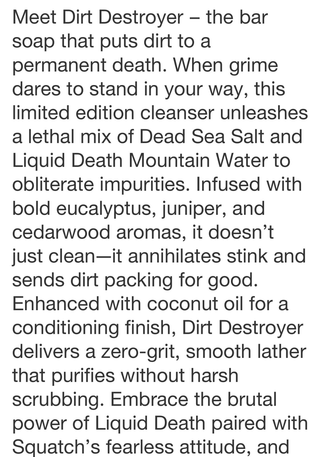 NIB~ Dr Squatch Men’s Dirt Destroyer Liquid Death 5 oz Natural Bar Soap SOLD OUT