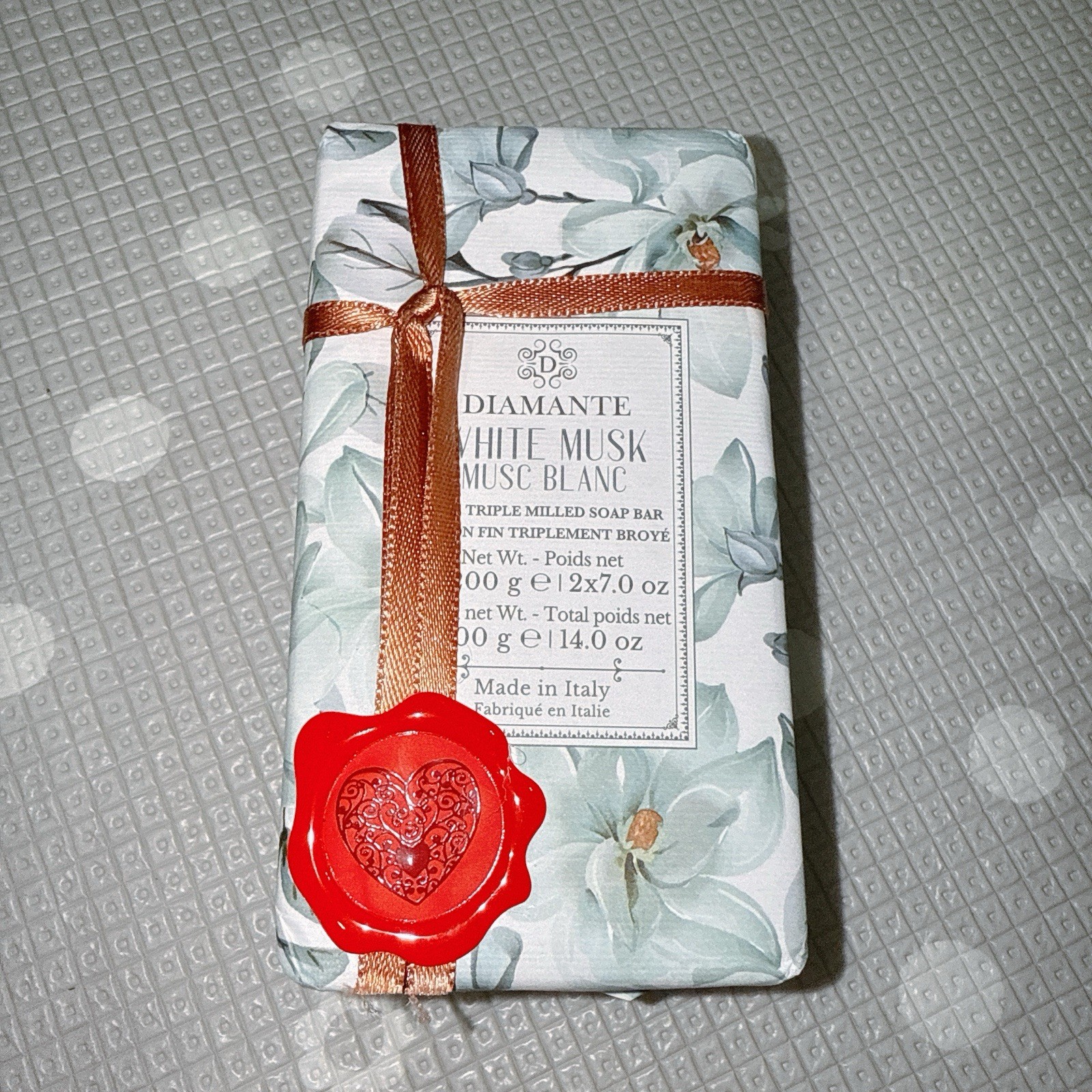 Zeni DIAMANTE WHITE MUSK Fine Triple Milled ITALIAN Soap Bar 2 x 7oz GIFTSET