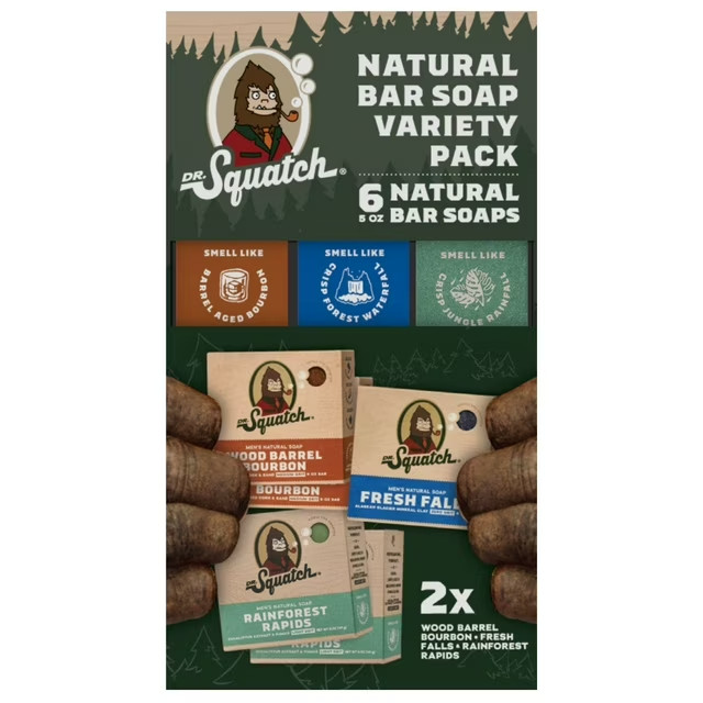 Dr. Squatch Natural Bar Soap Variety Pack 6 Bars 5 oz Each Men Soap Set