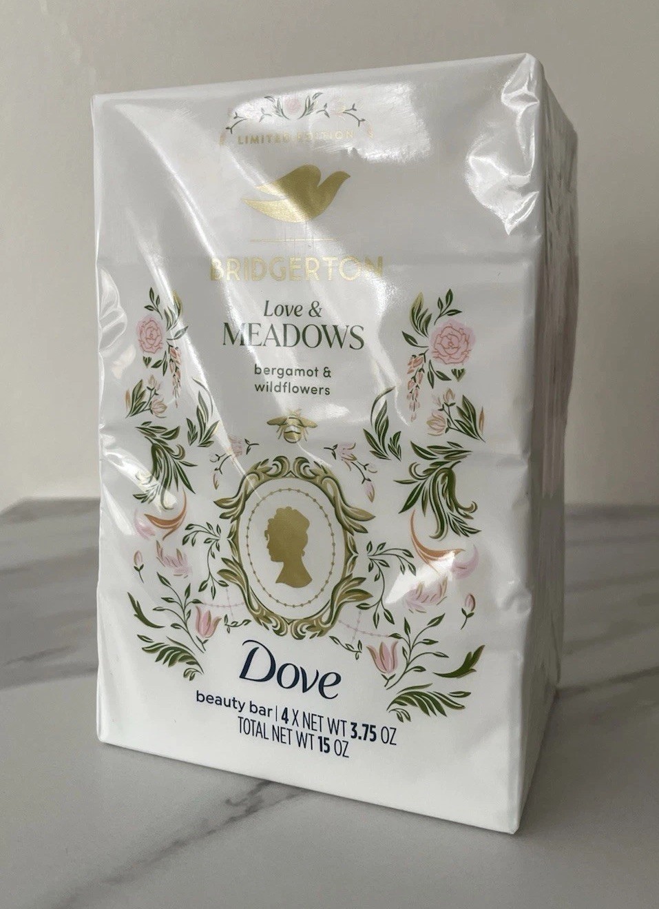 4 x Bridgerton Dove Love & Meadows Bergamot Wildflowers Beauty Bar Soap Soaps