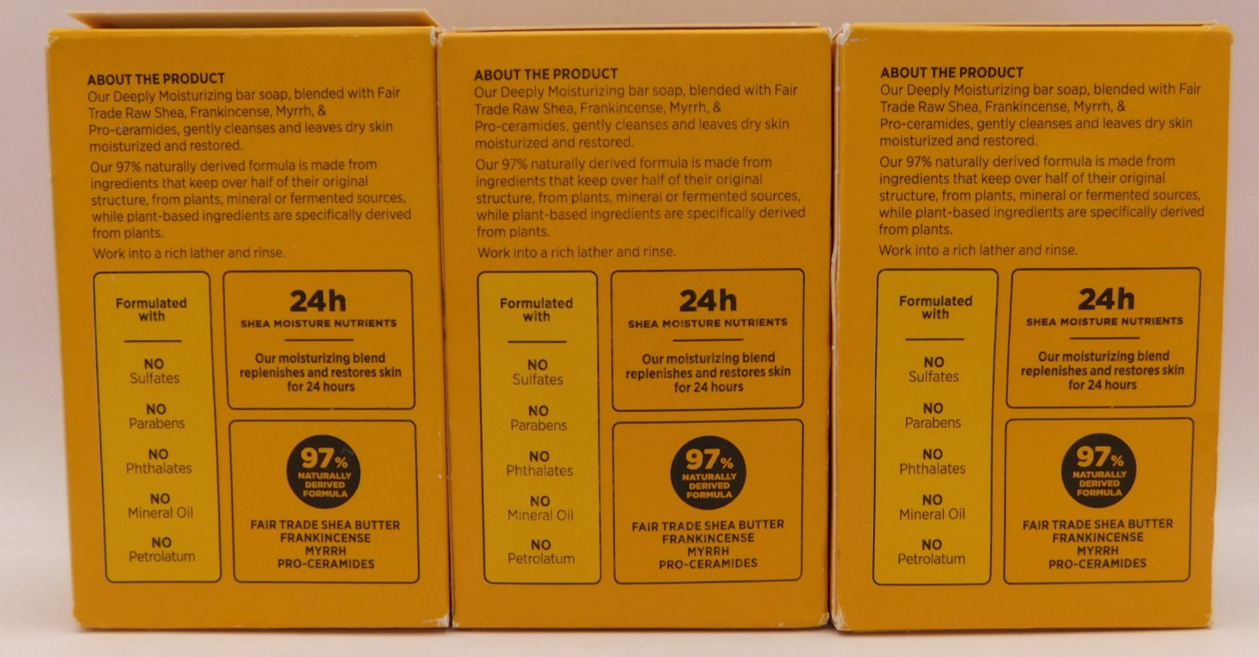 3PK Shea Moisture Raw Shea Butter Deeply Moisturizing Bar Soap 8oz EACH New