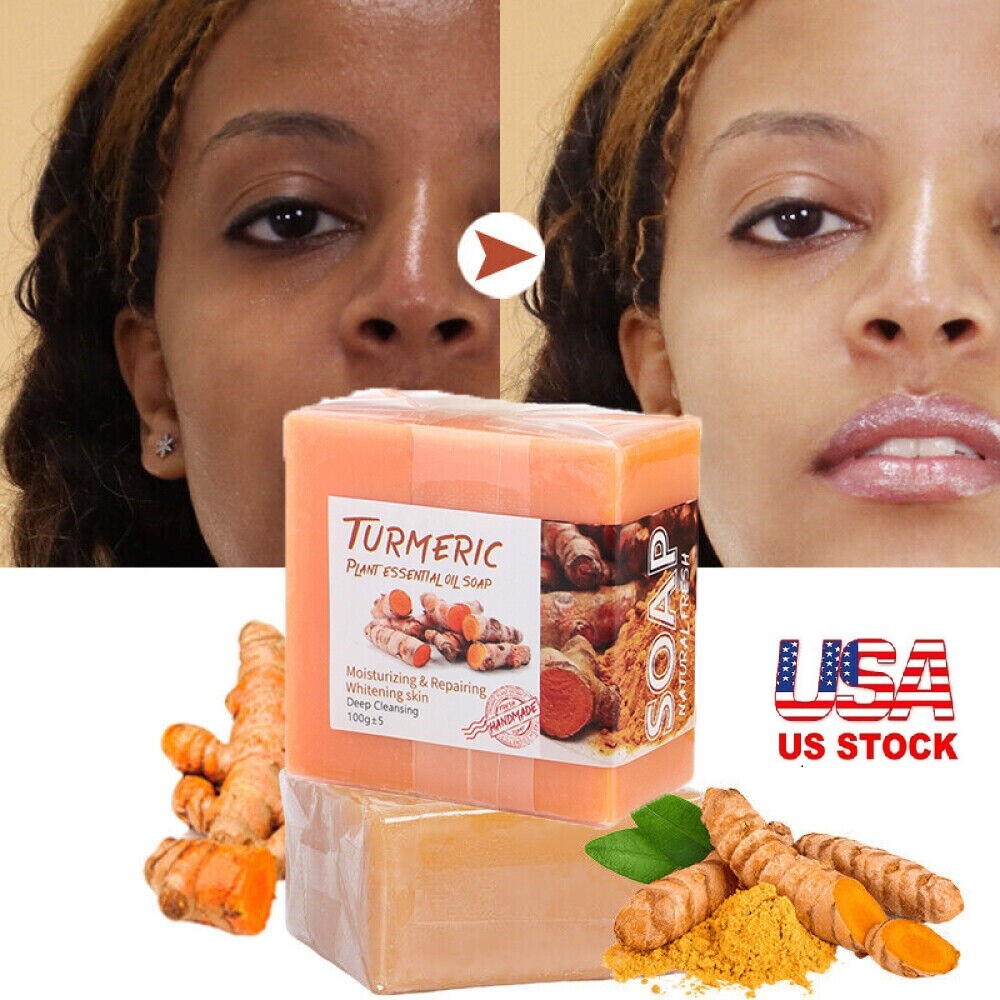 3PCS Tumeric Soap Skin Whitening Dark Spots lightening Acne Brightening Turmeric