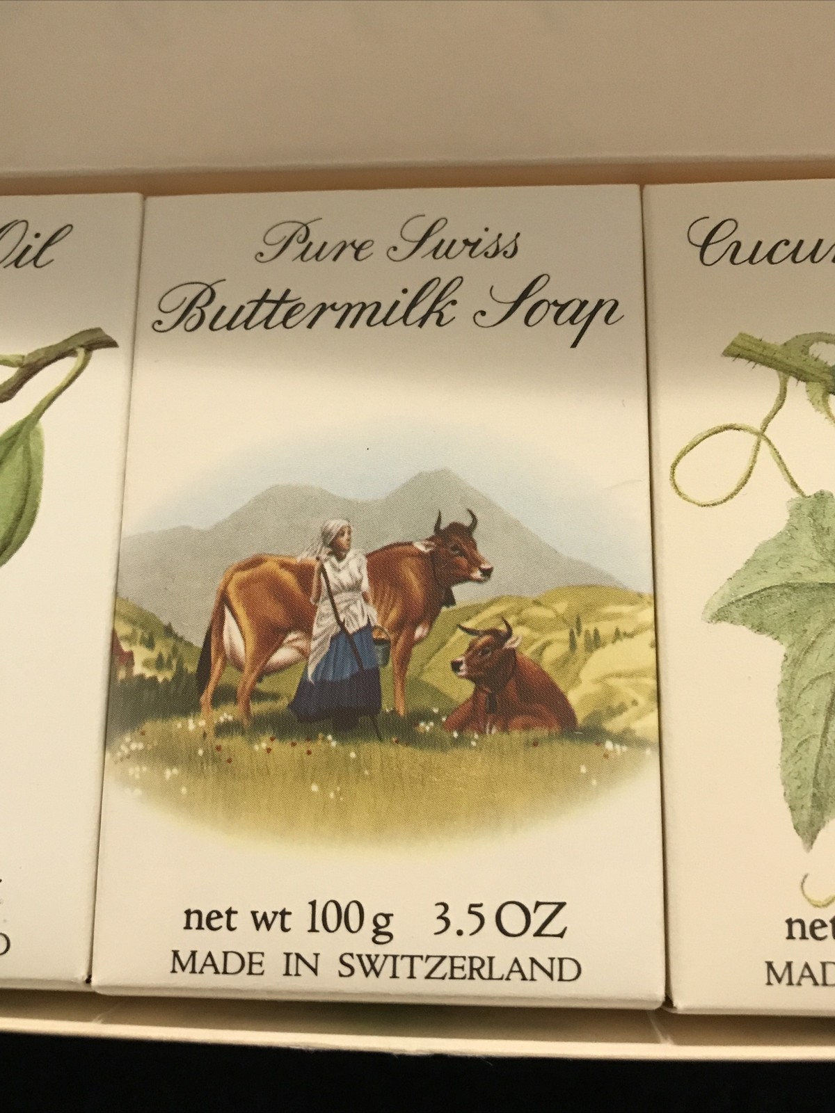 Rare Crabtree & Evelyn Cucumber Soap Trio 3x 100g/ 300g 10.5 oz Total Vtg 1984