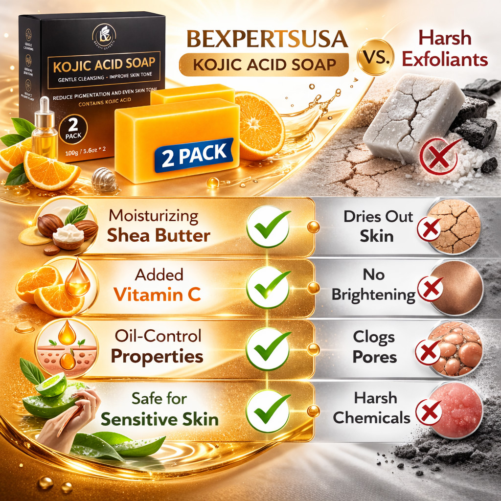 Kojic Acid Brightening Soap–2 Pack(100g Each)Face & Body Cleanser w/Shea Butter,