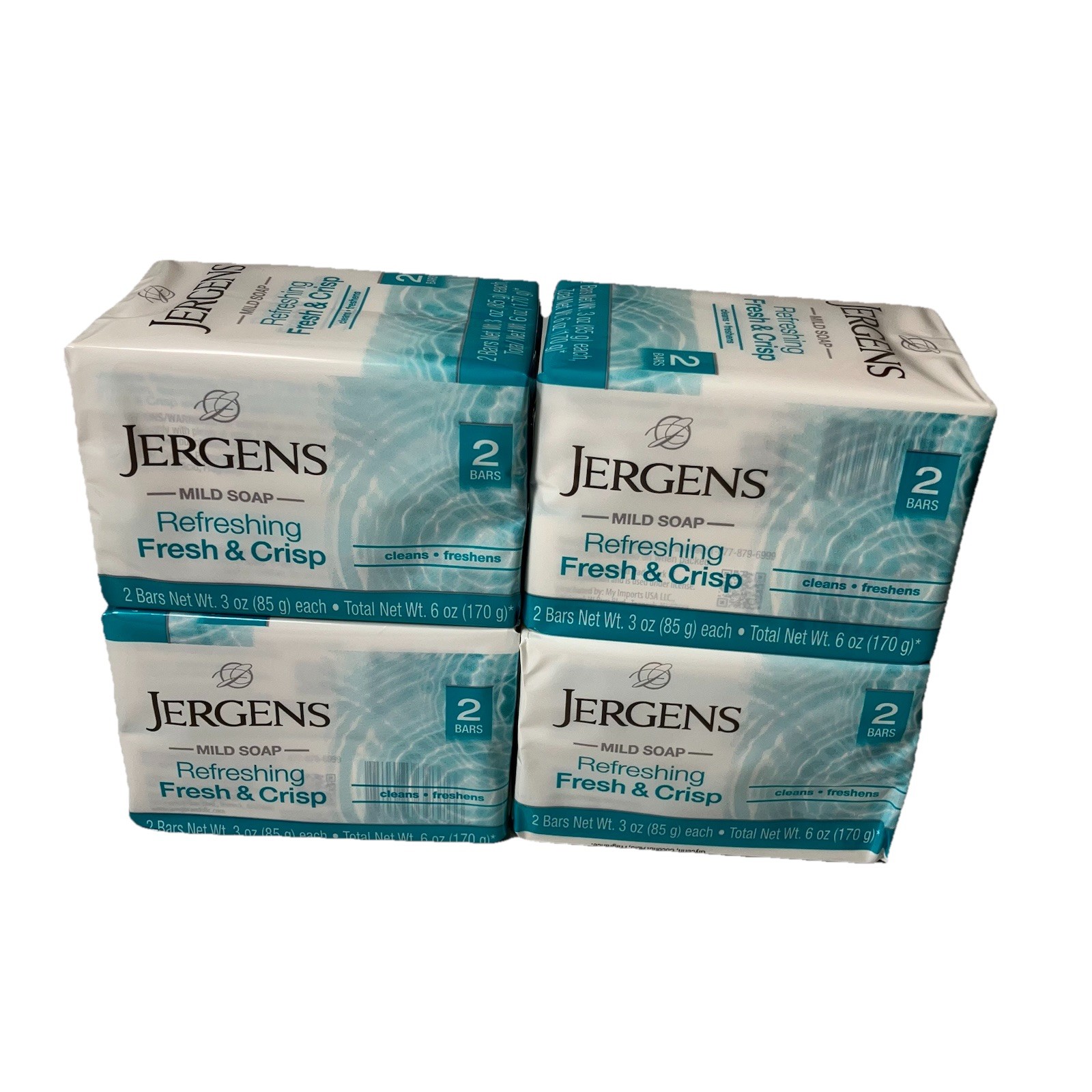 Jergens Mild Soap (3 oz) Refreshing Fresh & Crisp – Bath & Body Bar – Pack of 8